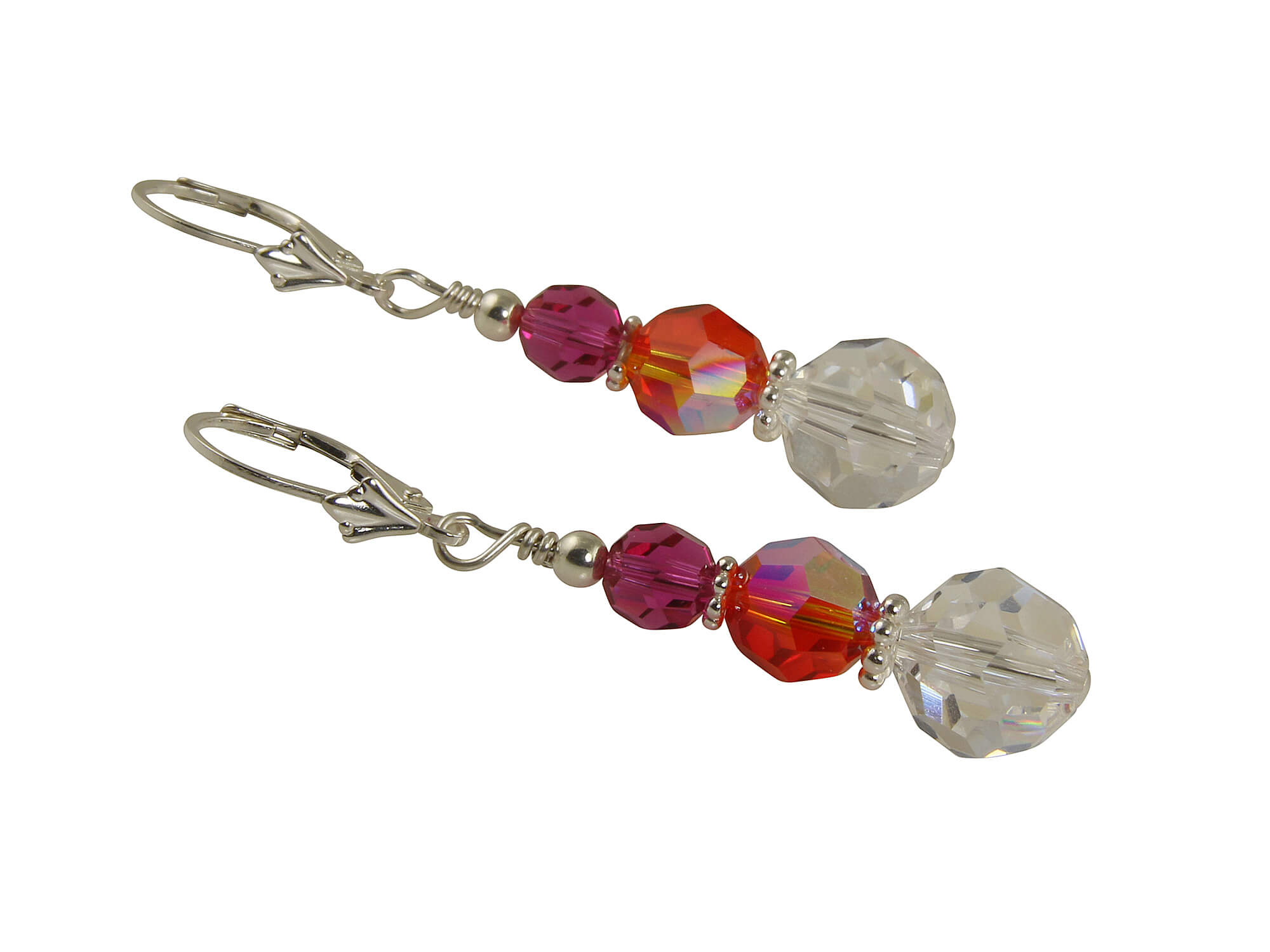 Fuchsia Fire Opal Crystal Beaded Earrings for Women - Handmade Boho Dangle Earrings - Elegant Jewelry Gift for Party, Wedding & Special Occasions