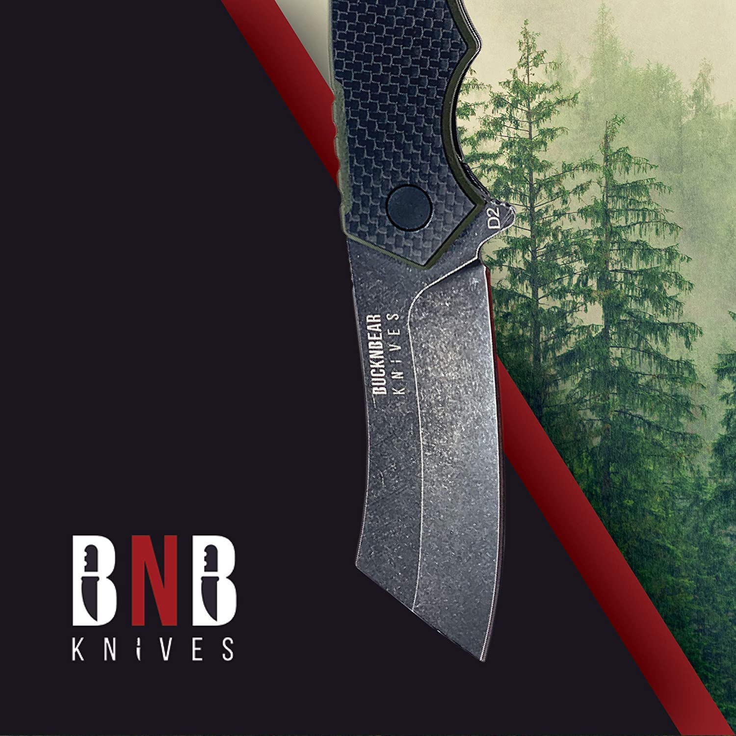BucknBear EDC Cleaver Pocket Knife - 3.6 Inch Sharp Blade with Carbon Fiber Handle - Perfect for Camping, Hiking & Everyday Carry (EDC)