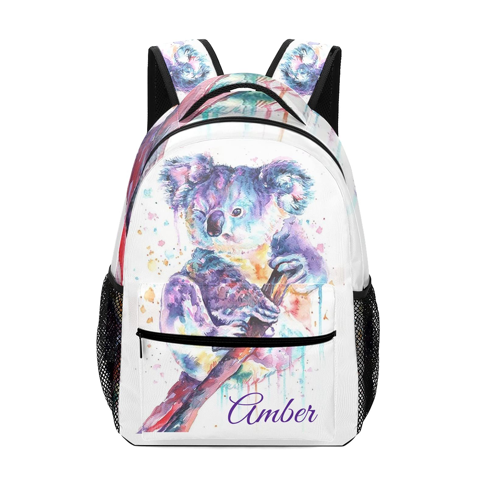 Personalized Koala Watercolor Backpack with Name - Waterproof Cute School Bag for Boys & Girls - Perfect Gift for Kids, Travel & Outdoor Adventures