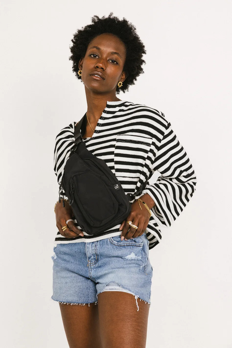 Micah Sling Bag for Men & Women - Lightweight Crossbody Shoulder Bag with Adjustable Strap, Water-Resistant & Durable - Perfect for Travel, Hiking, Work & Everyday Use (Black)