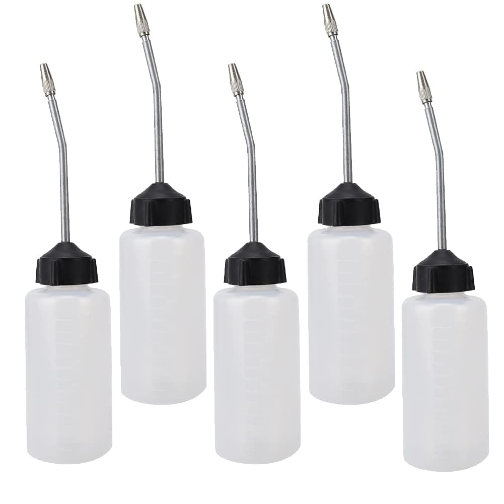 5 Pcs Sewing Machine Oil Dispenser - 120mL Clear Plastic Oil Kettle with Metal Nozzle, Handheld Oil Can Pump Oiler for Smooth Sewing & Maintenance - Perfect for Home, Workshop & Industrial Use