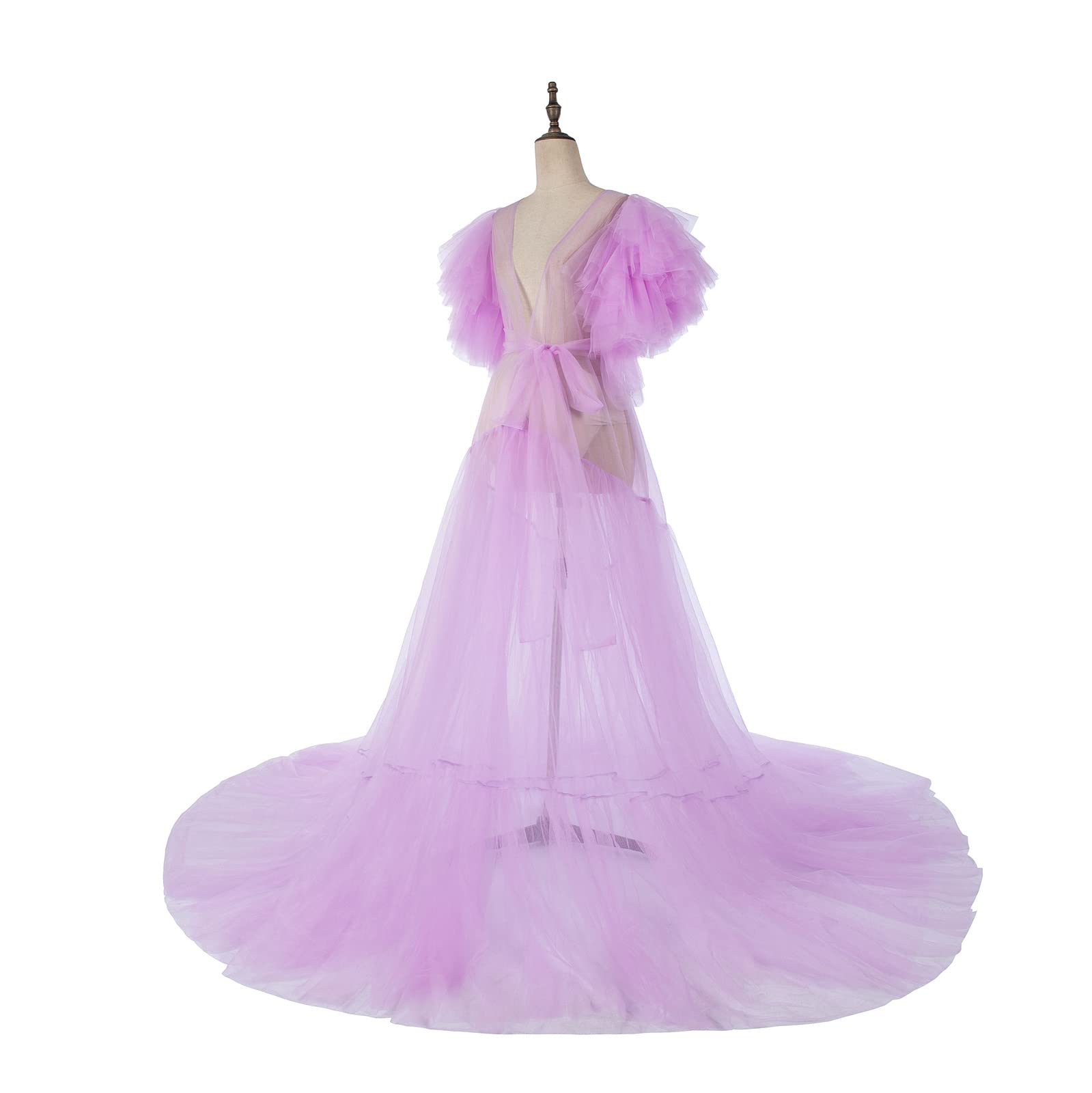 **Elegant Women's Maternity Robe for Photoshoots - Sheer Long Tulle Dressing Gown for Pregnancy & Maternity Photos - Perfect for Baby Showers, Bridal Showers & Boudoir Photography**