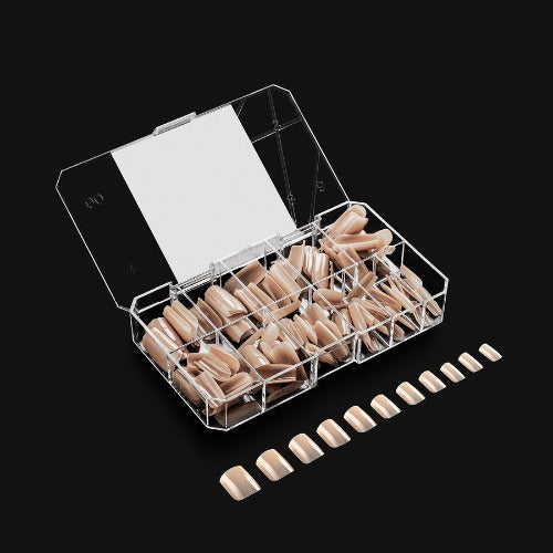 Apres Gel X Neutrals Alex Natural Tips 150pc X Short Square - Professional Nail Extension Kit for Salon & Home Manicure, Perfect for Bridal, Party & Everyday Wear