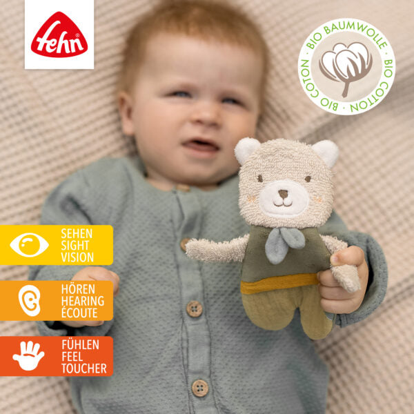 FehnNATUR Crinkle Bear Sensory Toy - Soft & Interactive Baby Toy for Early Learning & Development - Perfect for Tummy Time, Teething & Sensory Play