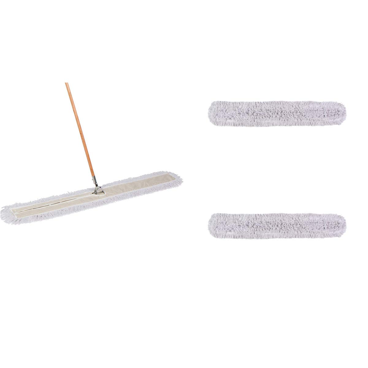 60 Inch Dust Mop with Wood Handle & 2 Refills Bundle - Premium Floor Cleaning Kit for Hardwood, Tile & Laminate Floors - Perfect for Home, Office & Commercial Use