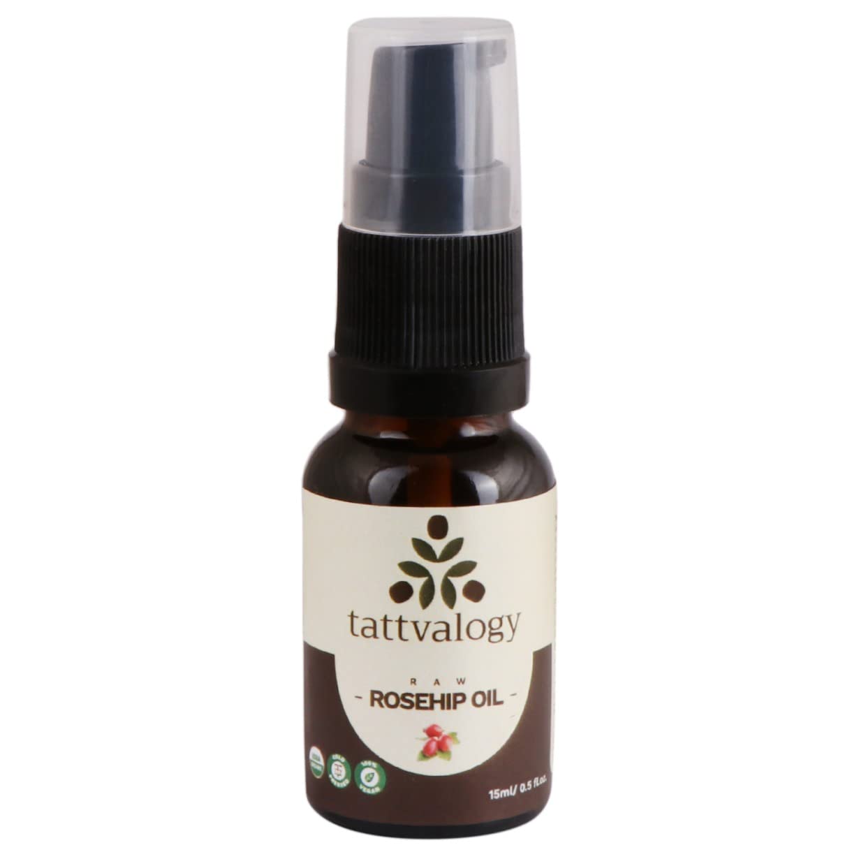 Organic Raw Rosehip Oil with Vitamin C | Certified Hydrating & Moisturizing Facial Oil for Men & Women | Nourishes Skin, Hair & Nails | Cold-Pressed Rosa Rubiginosa in Glass Bottle (15ml) | Perfect for Dry Skin Care, Anti-Aging Routine & Natural Beauty Treatments