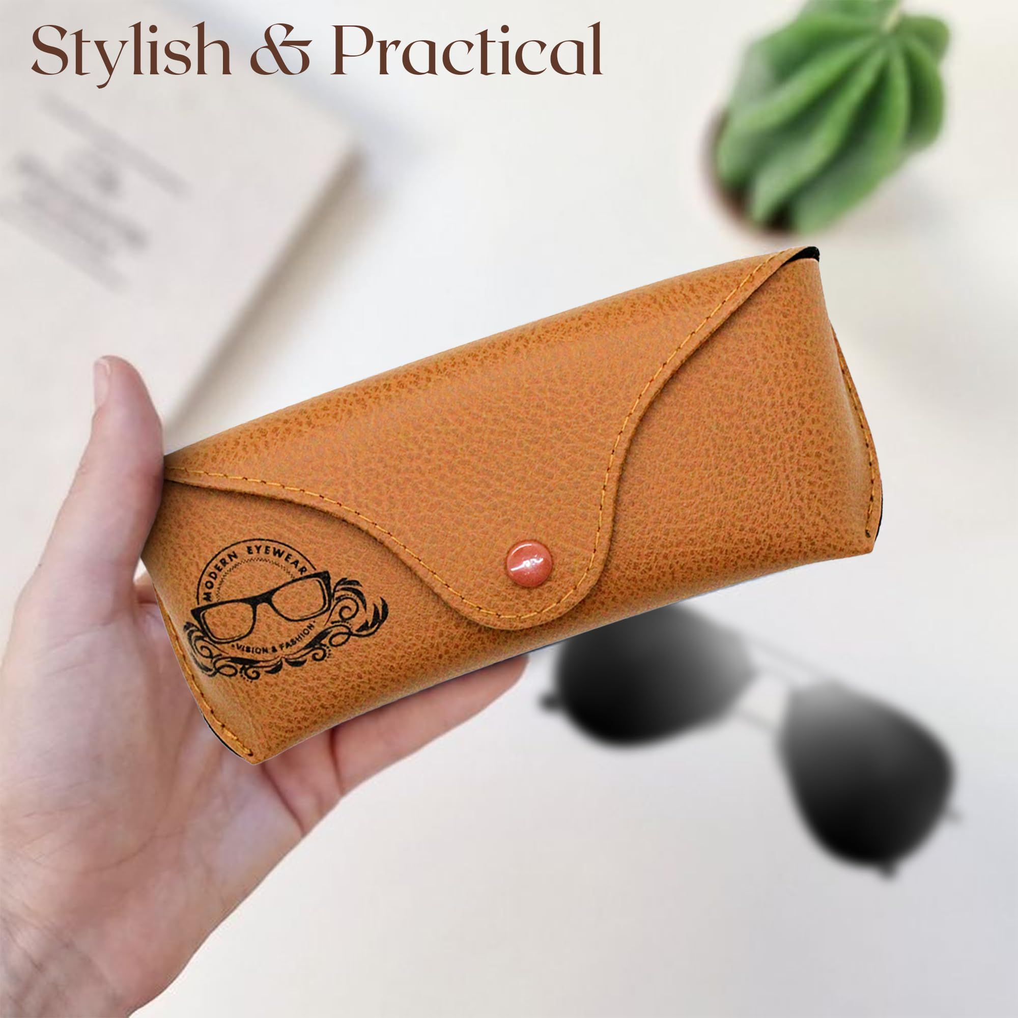 Leather Glasses Case Slim Portable Sunglasses Holder for Men & Women - Perfect for Travel, Office & Daily Use