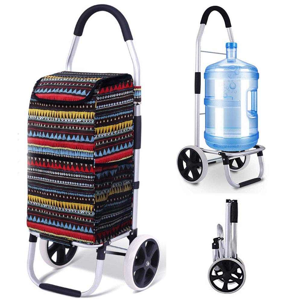 Foldable Collapsible Wagon Cart with Removable Waterproof Bag - Heavy Duty 2-Wheel Shopping Trolley for Groceries, Beach, Camping & Outdoor Activities - Compact Stair-Climbing Push/Pull Cart for All Ages