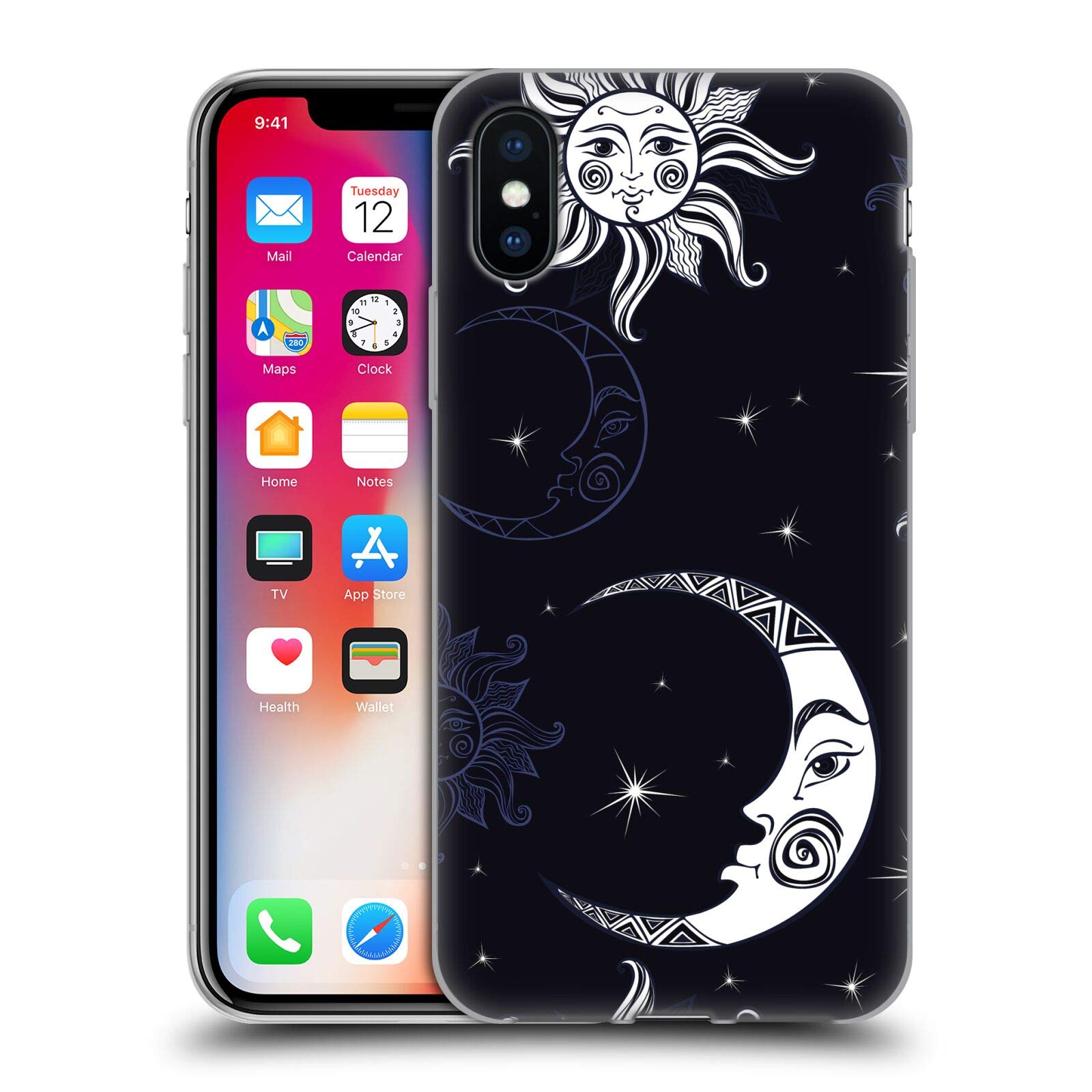 Head Case Designs Officially Licensed Haroulita Star and Moon Black Magick Tarot Mystical Soft Gel Case for Apple iPhone X/Xs - Perfect for Witches, Pagans, and Mystic Enthusiasts