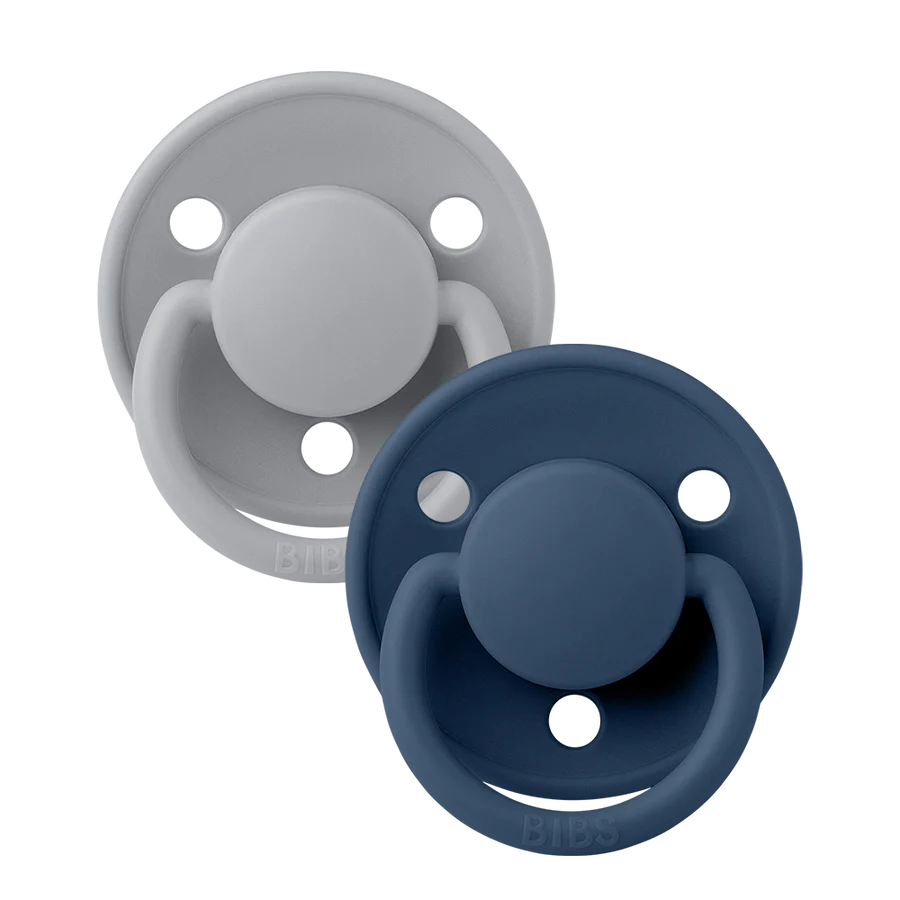 BIBS Round De Lux Silicone Pacifiers 2-Pack for Babies 0-3 Years | Soft Orthodontic Soothers for Newborns & Toddlers | Perfect for Daycare, Travel & Sleep Comfort