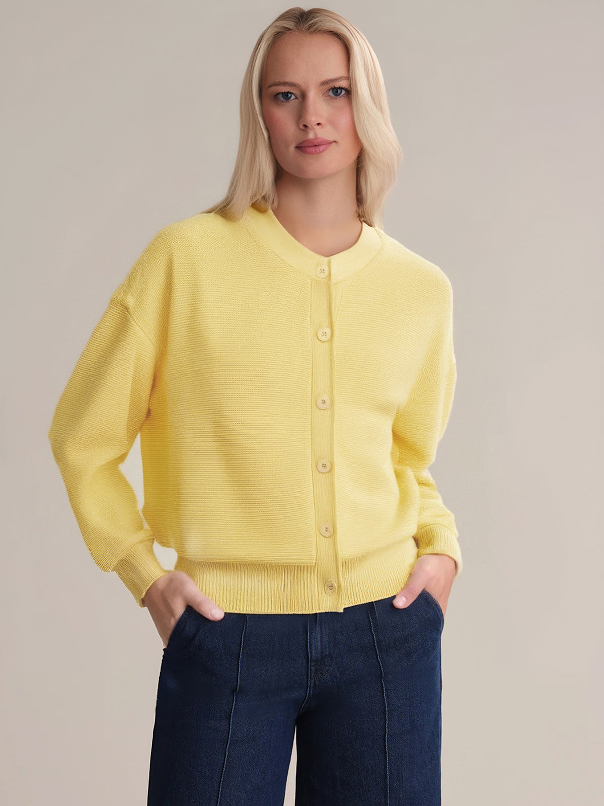 Emy: Soft Cotton Crewneck Cardigan Sweater for Women | Cozy Fall & Winter Layering | Perfect for Casual Outfits, Office Wear, and Lounging at Home