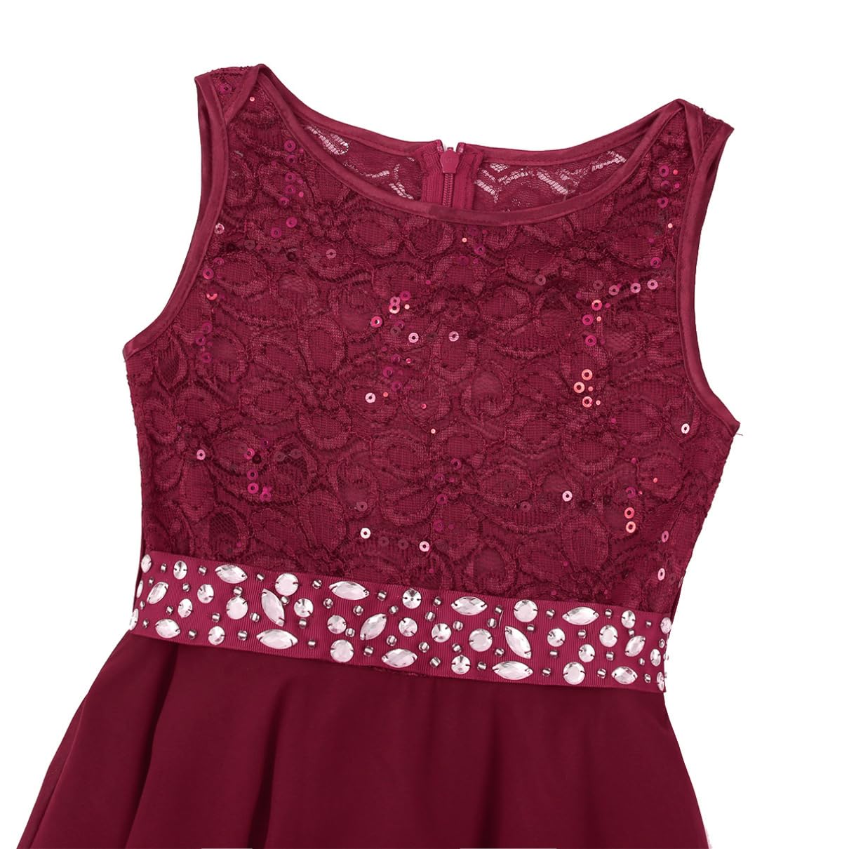 Girls Flower Girl Wedding Dress with Sequins & Lace - Sleeveless Chiffon Bridesmaid Gown for Pageant, Formal Evening Party & Special Occasions