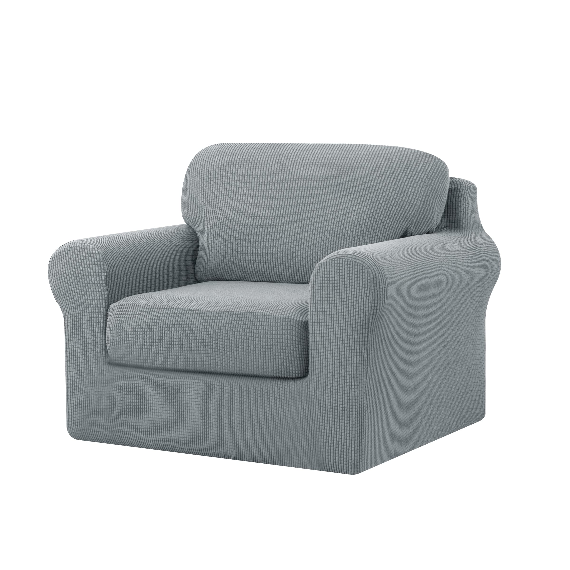 SUBRTEX 3-Piece Stretch Sofa Cover Set - Light Gray Furniture Protector with Separate Cushion & Backrest Covers | Fits Small Couches | Easy Washable Slipcover for Living Room, Apartment & Office Decor