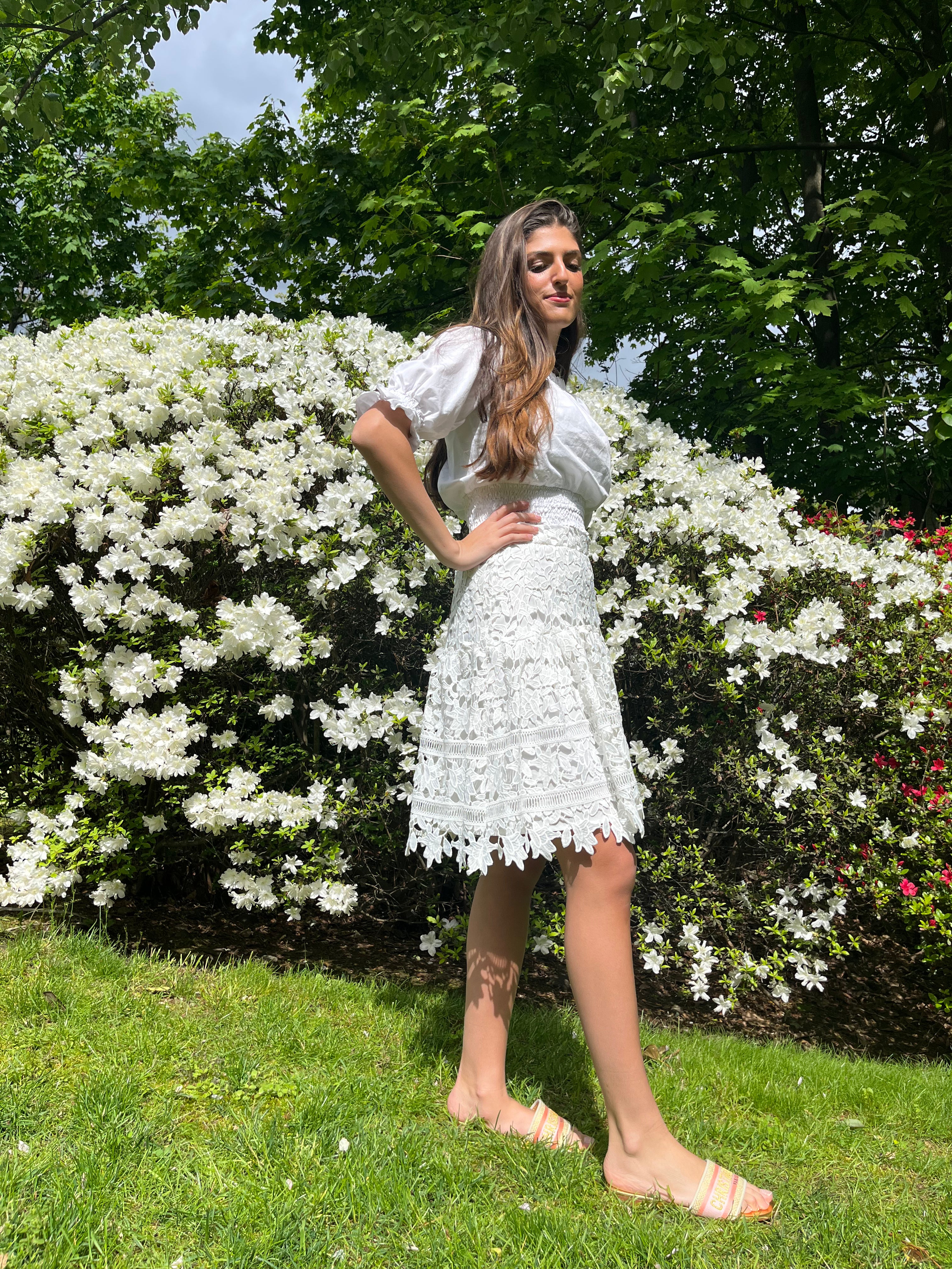Elegant White Lace Skirt for Women - Summer Flowy Boho Midi Skirt - Perfect for Weddings, Parties & Beach Vacations