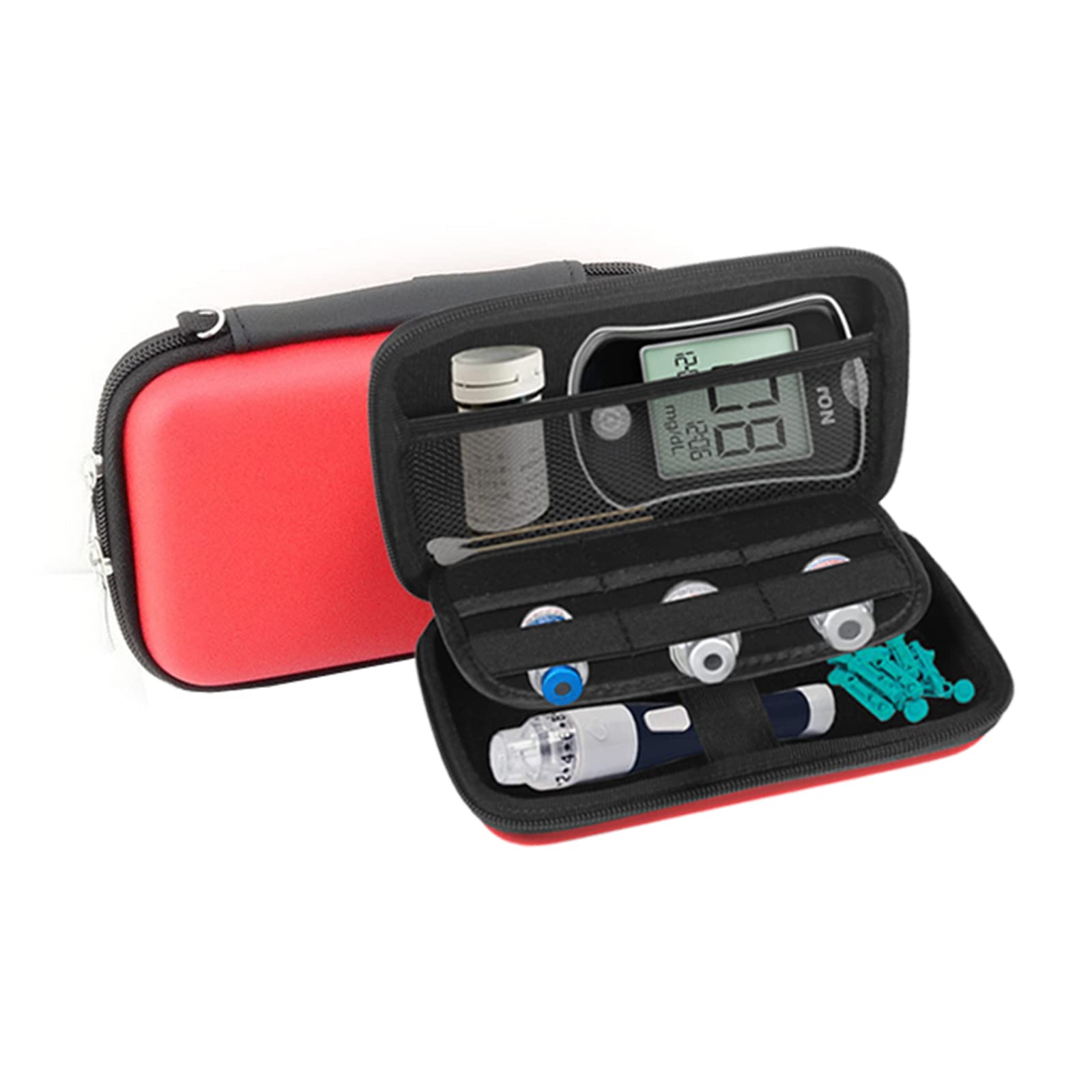 Hard Shell Travel Organizer for Diabetic Supplies & Electronics - Red