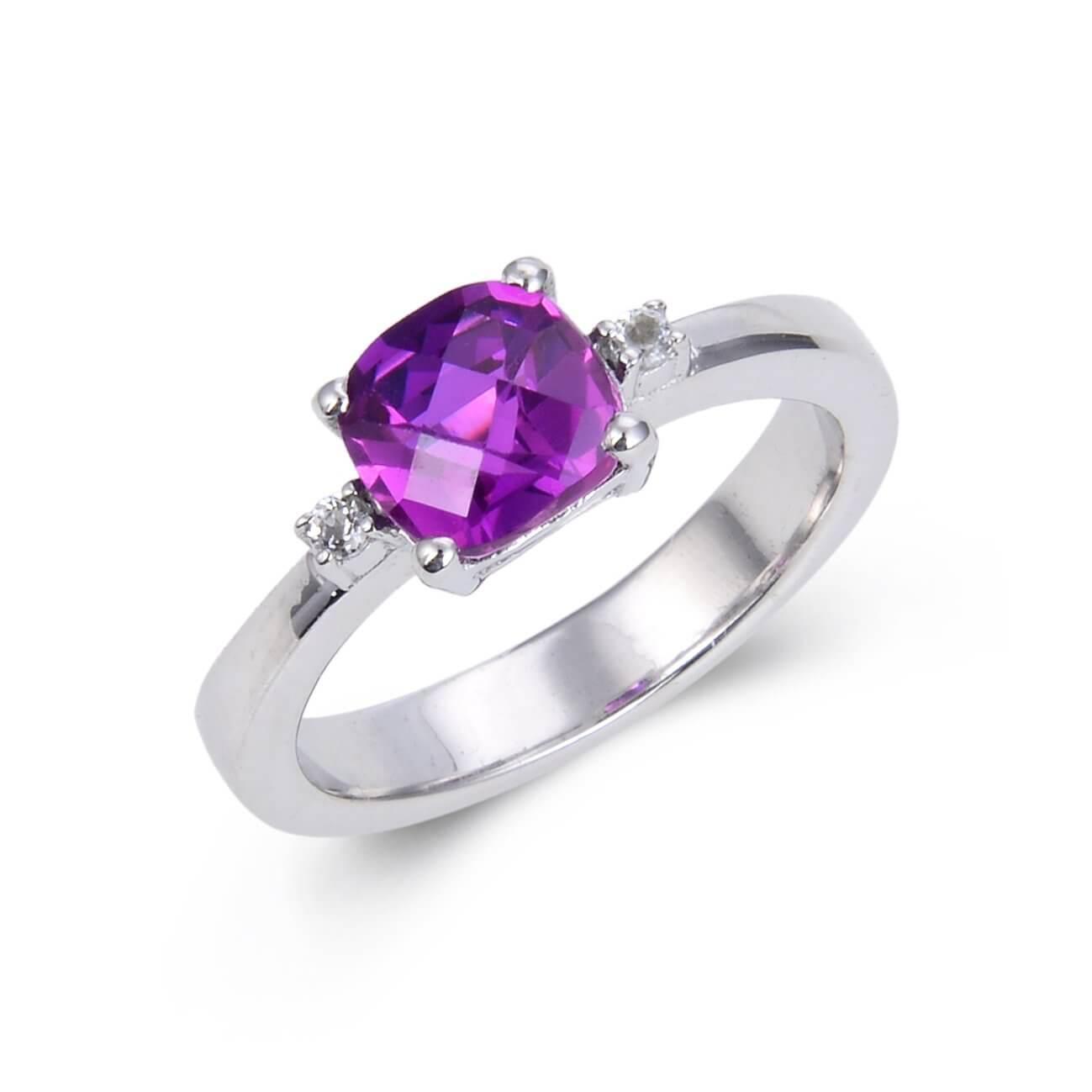 Purple Sapphire Checkerboard Cushion Ring for Women - Elegant Vintage Jewelry Gift for Birthday, Anniversary & Special Occasions
