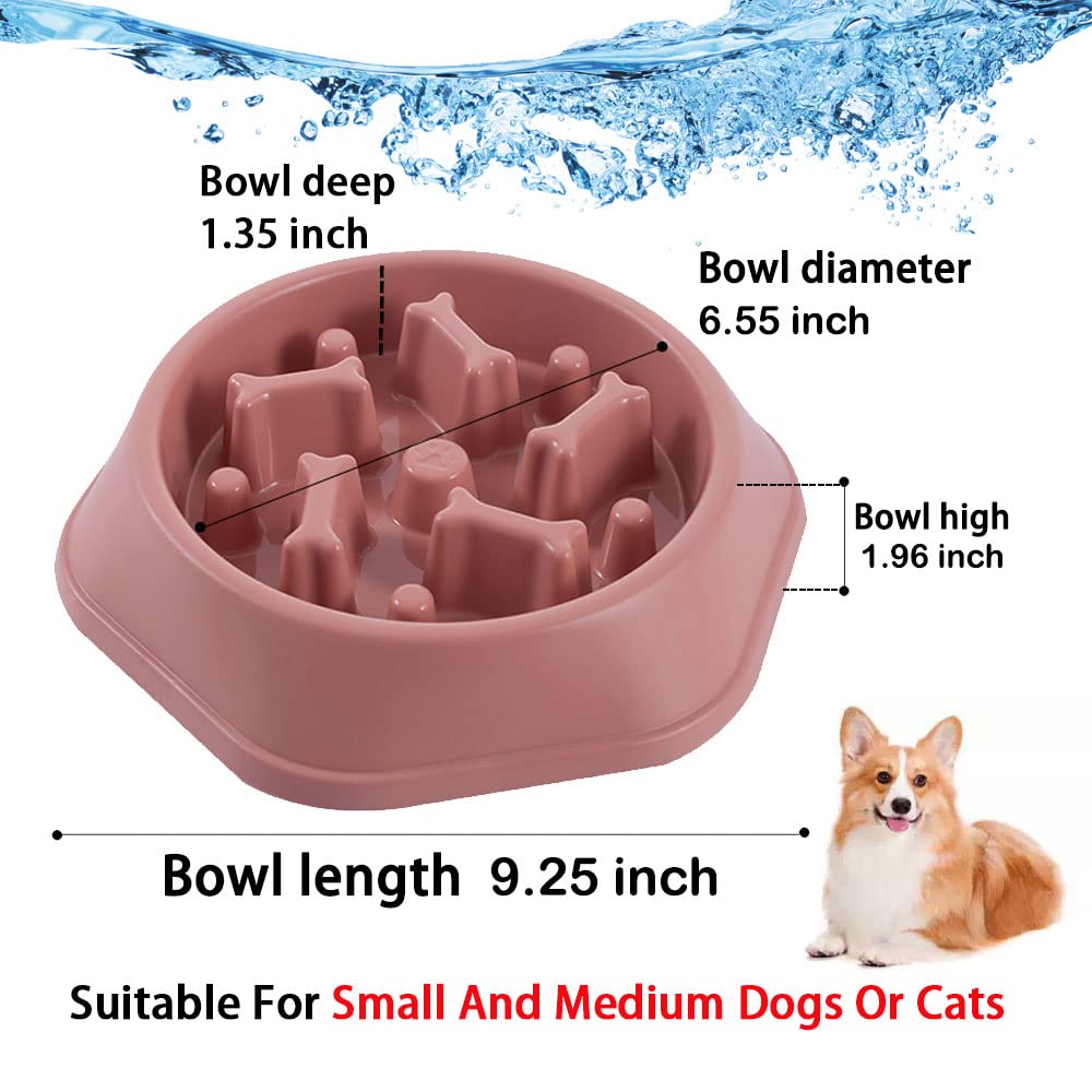 CAISHOW Slow Feeder Dog Bowl - Anti-Gulping Healthy Eating Interactive Pet Bowl, Bloat Stop & Fun Design for Small & Medium Dogs - Non-Slip Base for Mess-Free Feeding - Perfect for Fast Eaters & Mealtime Enrichment