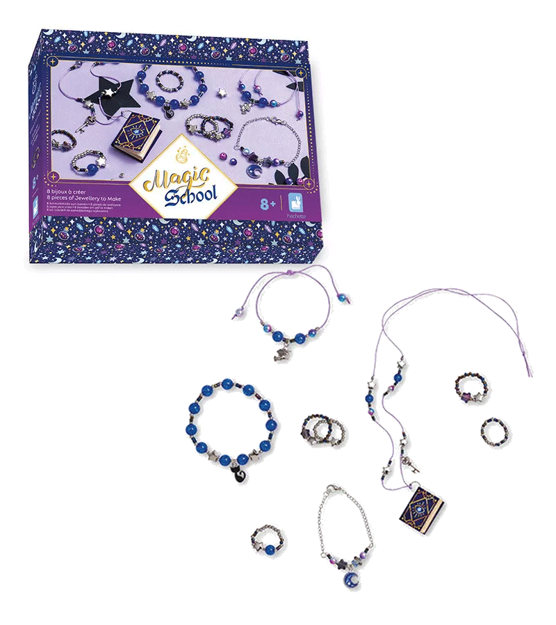 Janod Magic School 8-Piece Jewelry Making Kit for Kids – Creative DIY Craft Activity for Birthday Gifts & Party Favors