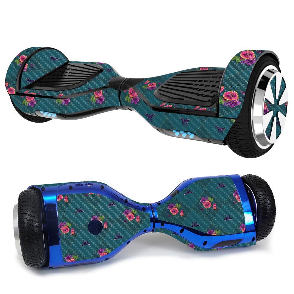 MightySkins Carbon Fiber Skin for Ultra Hoverboard - Botanical Butterflies Design | Protective & Durable Textured Vinyl Wrap | Easy to Apply & Remove | Made in USA | Perfect for Personalizing Hoverboards, Gifts & Outdoor Adventures