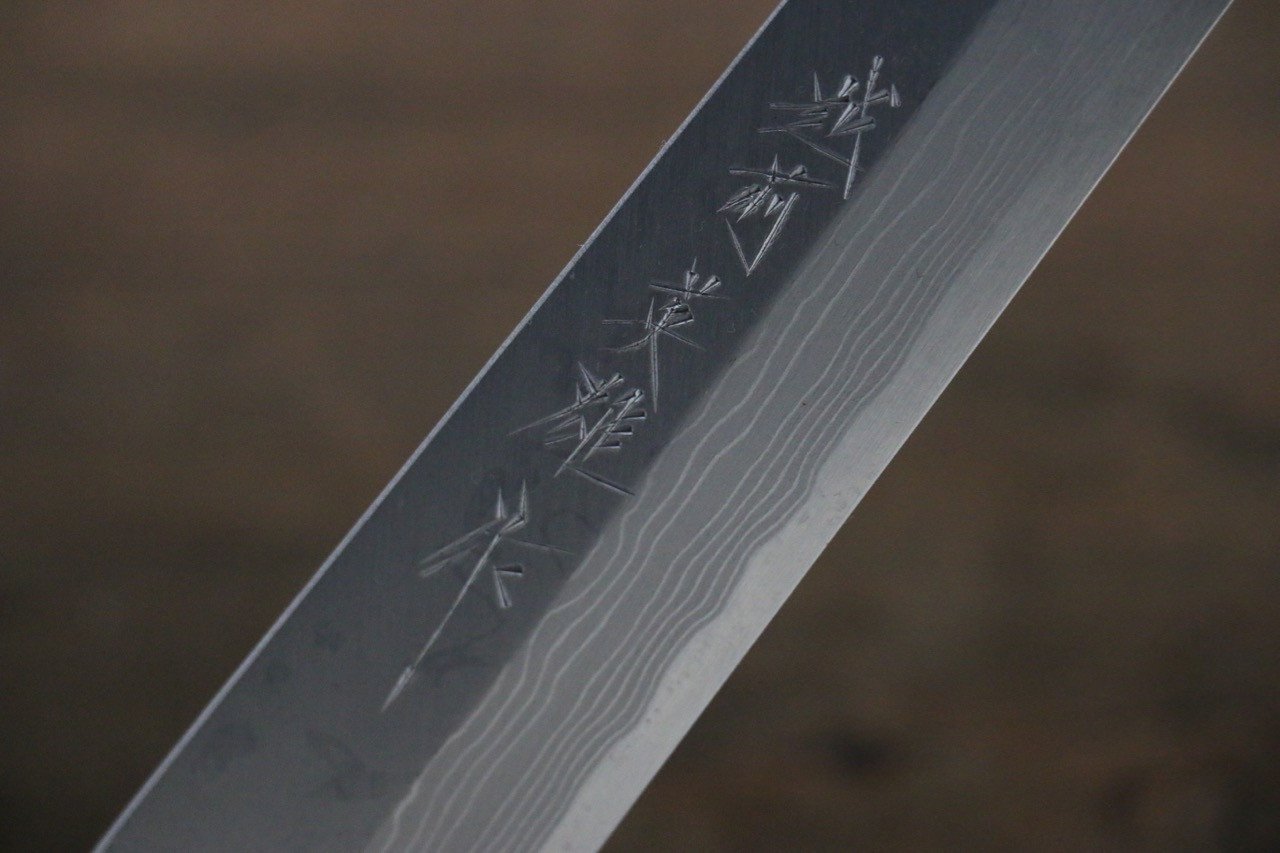 Premium Hideo Kitaoka White Steel No.2 Damascus Yanagiba Sushi Knife 240mm (9.4