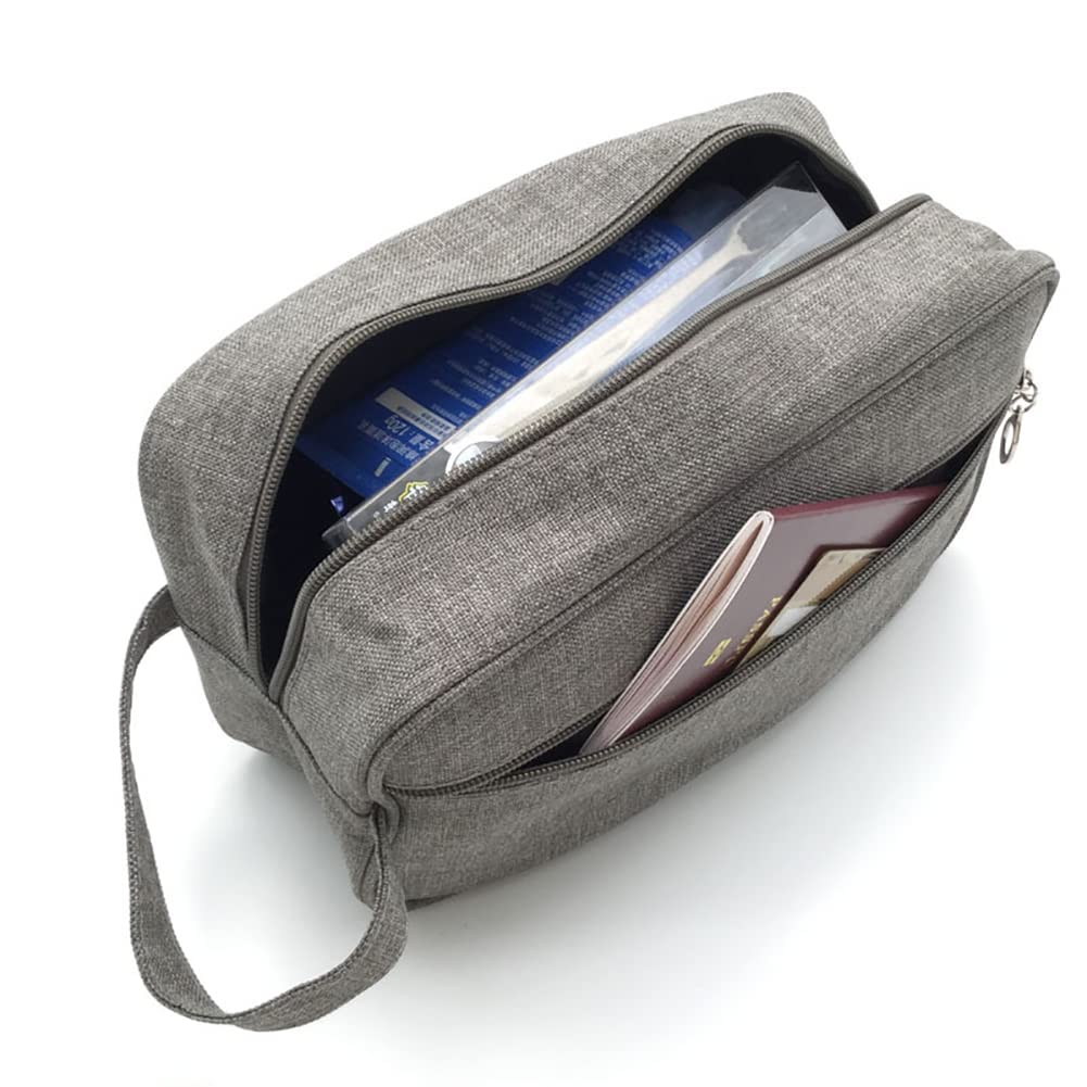 Men's Travel Toiletry Bag - Waterproof Shaving & Makeup Organizer with Zipper - Gym, Shower & Bathroom Storage Case - Perfect for Travel, Camping & Business Trips (Grey)