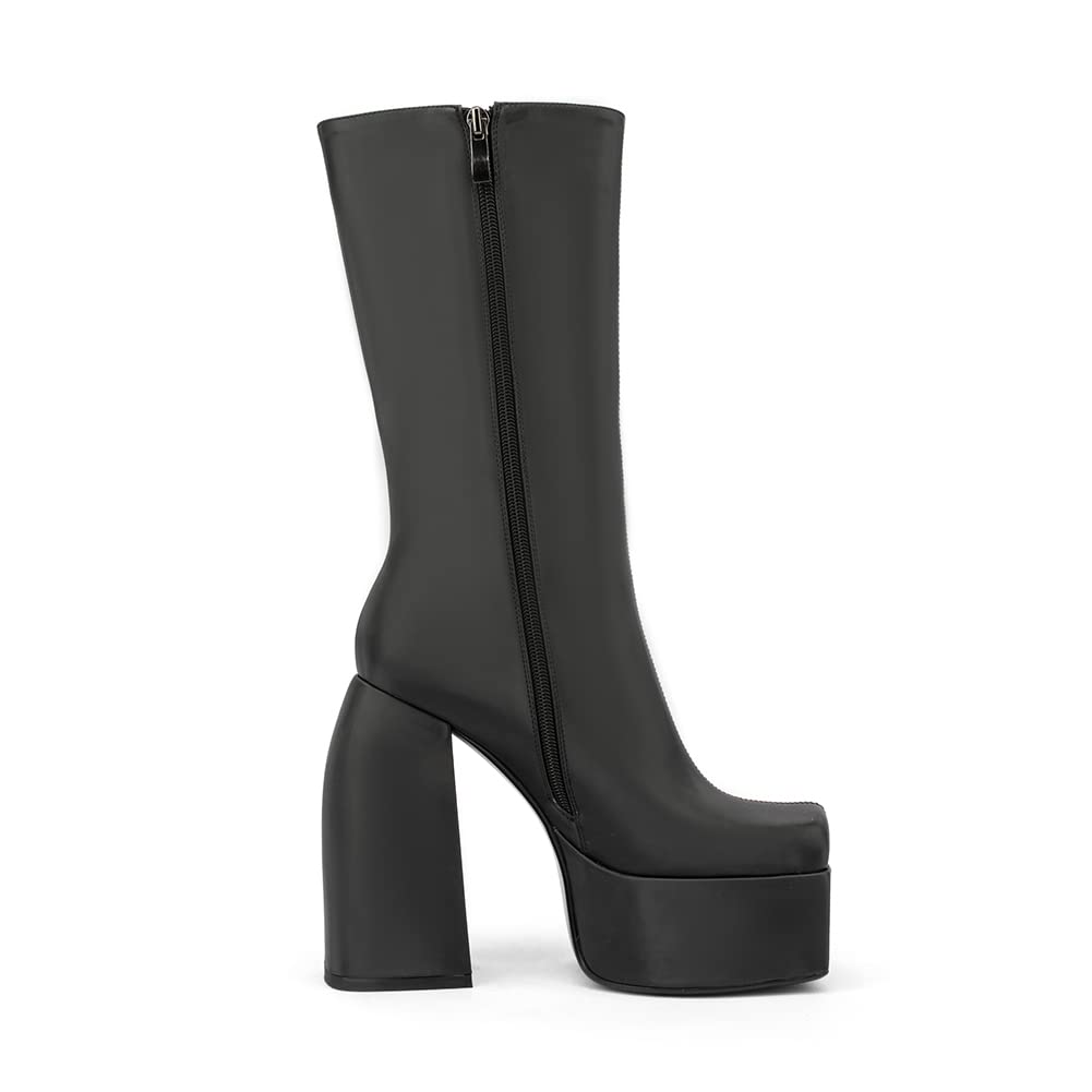 Women's Chunky Heel Platform Boots - Square Toe Ankle Boots for Fall & Winter | Fashion High Heel Booties for Women | Perfect for Office, Party & Night Out