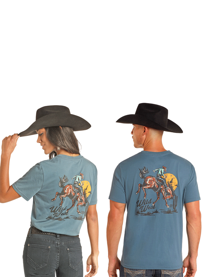 Rock & Roll Denim BU21T05047 Unisex Graphic T-Shirt in Light Navy - Perfect for Concerts, Casual Wear & Vintage Style Outfits