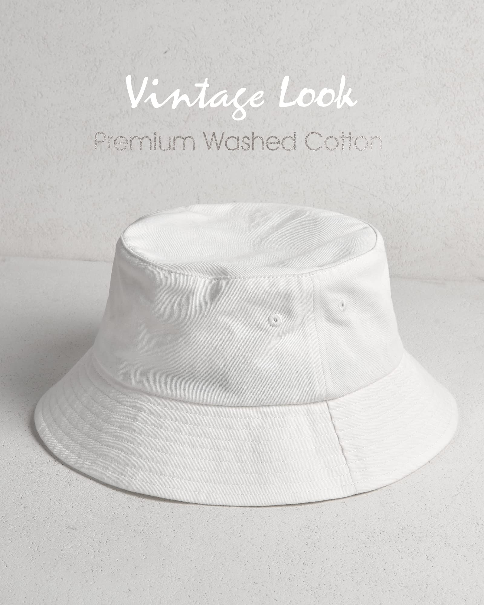 Camptrace Washed Cotton Bucket Hat for Women & Men - Packable Summer Sun Hat with Detachable String - Perfect for Beach, Hiking, and Outdoor Activities