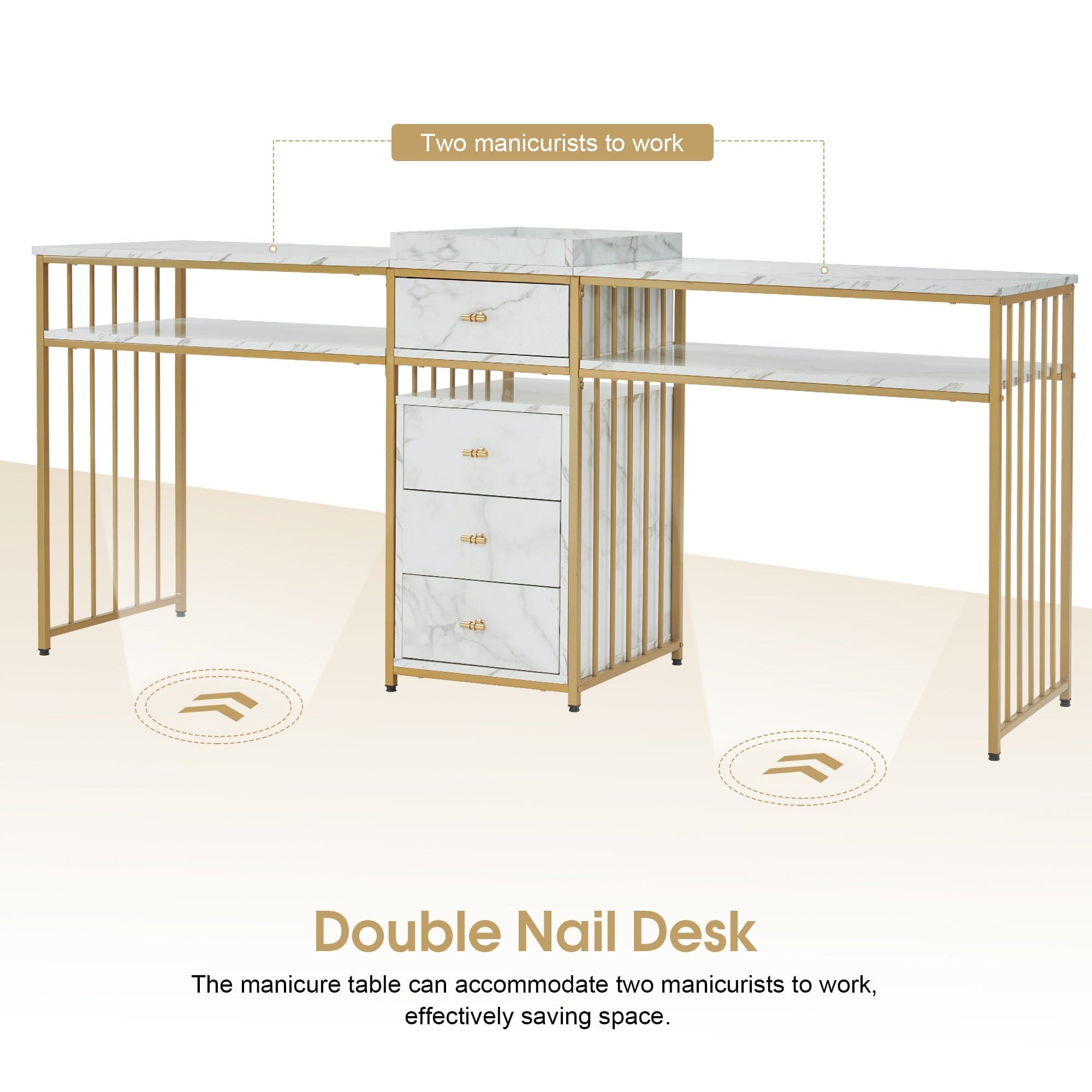 Premium Double Acetone Resistant Manicure Table - Professional Nail Salon Furniture for Pedicure & Manicure - Perfect for Nail Technicians & Home Salons
