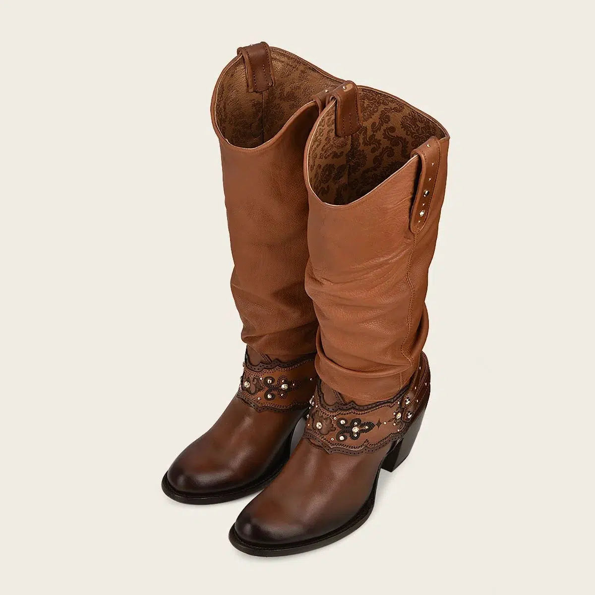 1Z41RS Women's Cuadra Golden Casual Cowgirl Leather Knee High Boots - Stylish Western Fashion for Rodeo, Country Dance & Everyday Wear