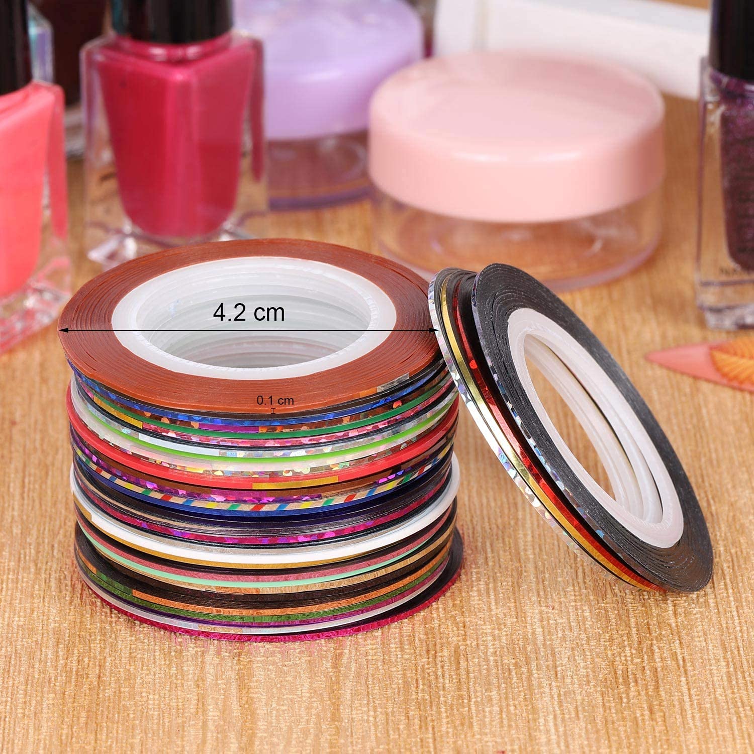 Belicia 10 Colors Mixed Nail Art Striping Tape - DIY Nail Design for French Tips, Ombre & Geometric Patterns - Perfect for Salon, Home Manicure & Nail Art Enthusiasts