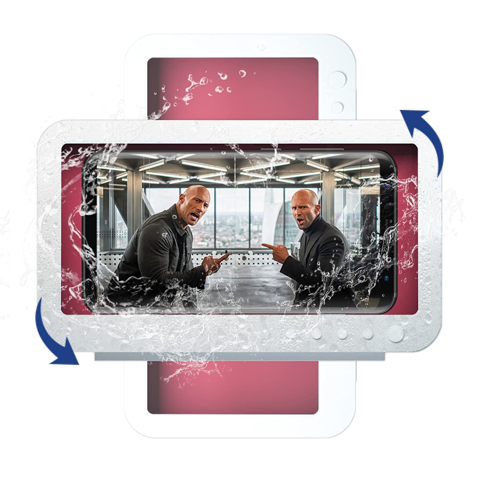 Waterproof Shower Phone Holder - Anti-Fog Touch Screen Wall Mount for iPhone & Android - Perfect for Bathroom, Shower, Bathtub & Gym Use