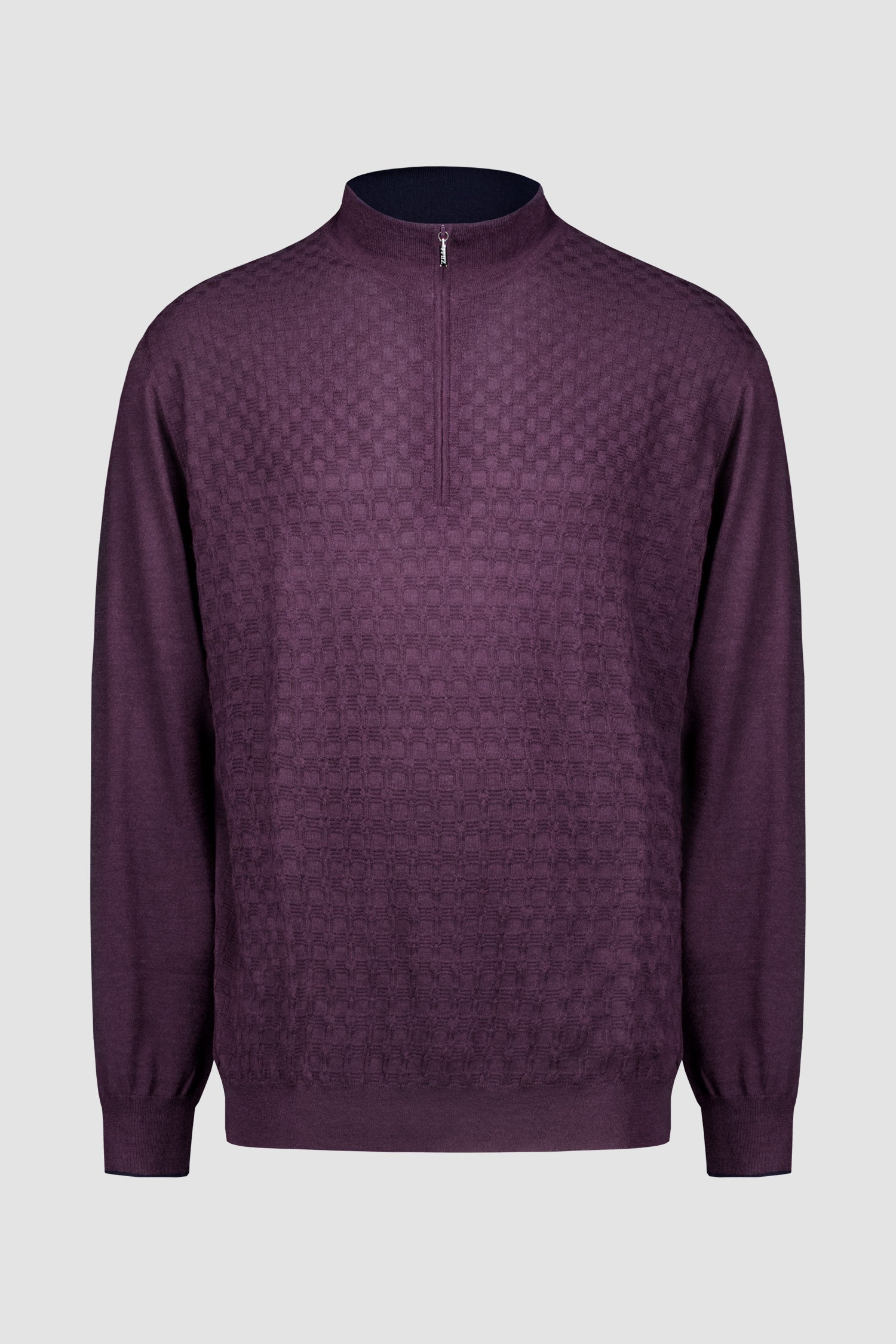 Zilli Burgundy Zipped Mock Neck Sweater for Men - Premium Cashmere Winter Pullover | Office Wear & Casual Outfits