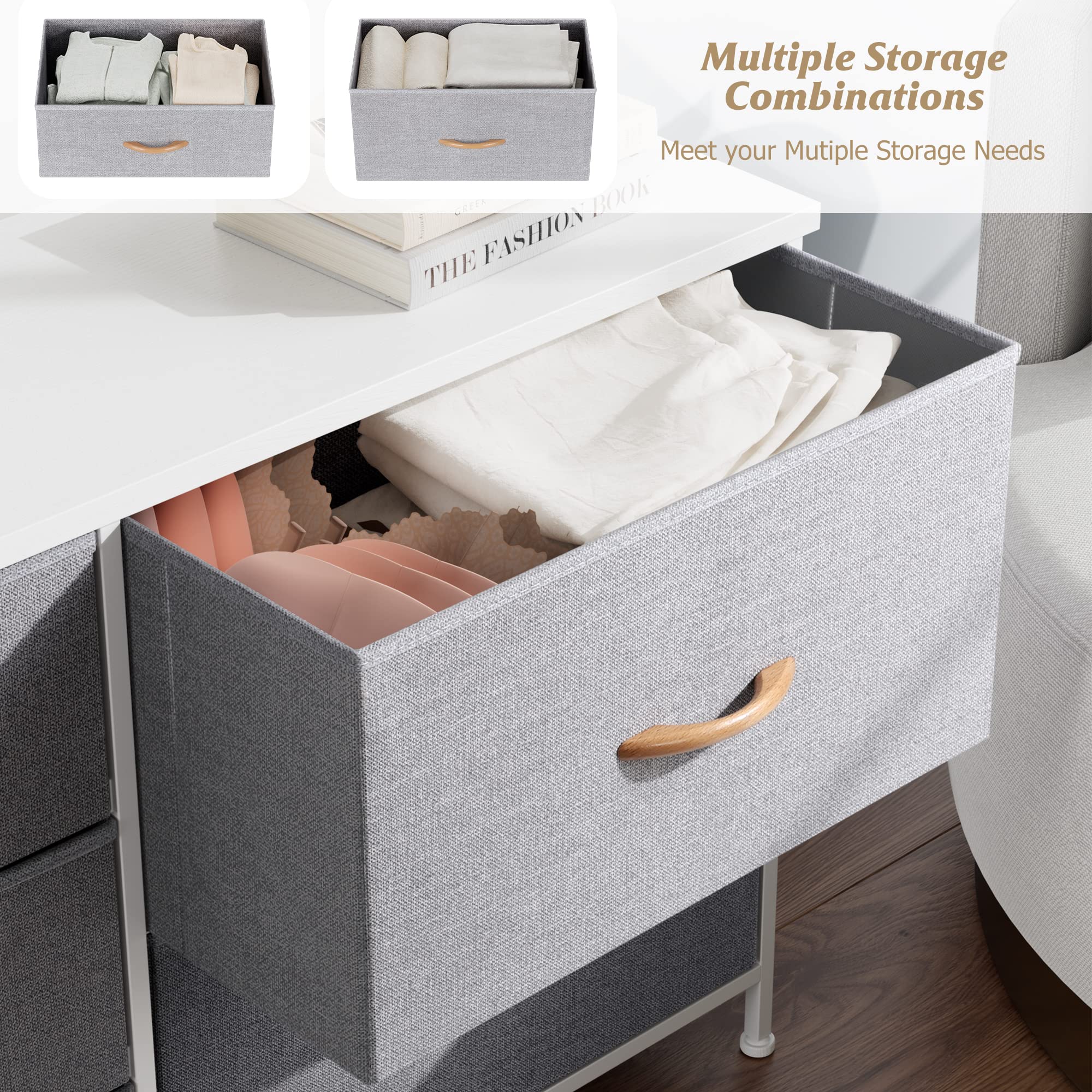 Nicehill 5-Drawer Dresser for Bedroom - Wooden Storage Chest with Fabric Drawers, Organizer for Clothes, Kids Room & Nursery, Multi-Functional TV Stand - Perfect for Bedroom Storage & Closet Organization