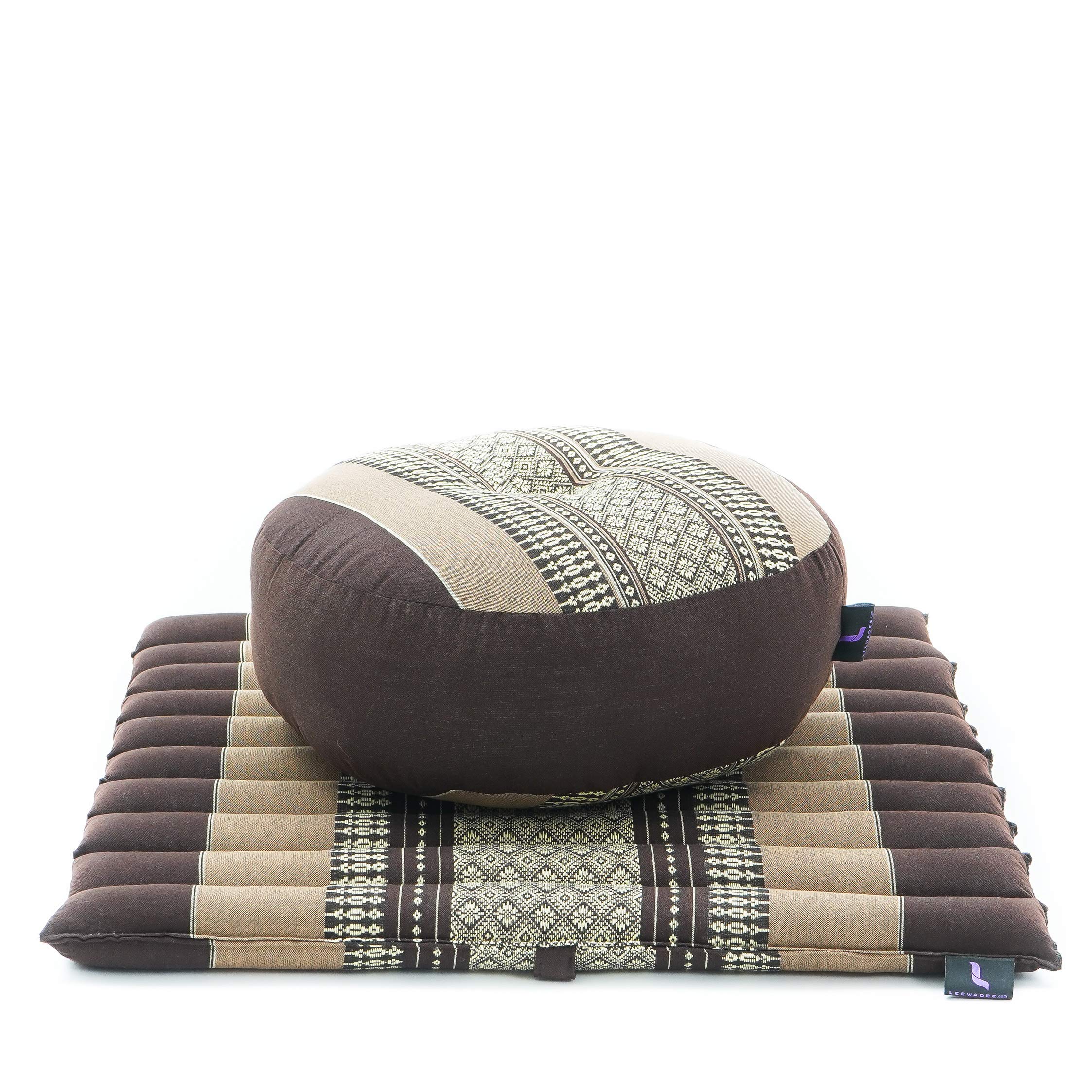 Leewadee Meditation Cushion Set - Premium Zafu Yoga Pillow & Roll-Up Zabuton Mat with Natural Kapok Filling for Comfortable Seated Meditation, Yoga & Mindfulness Practice at Home
