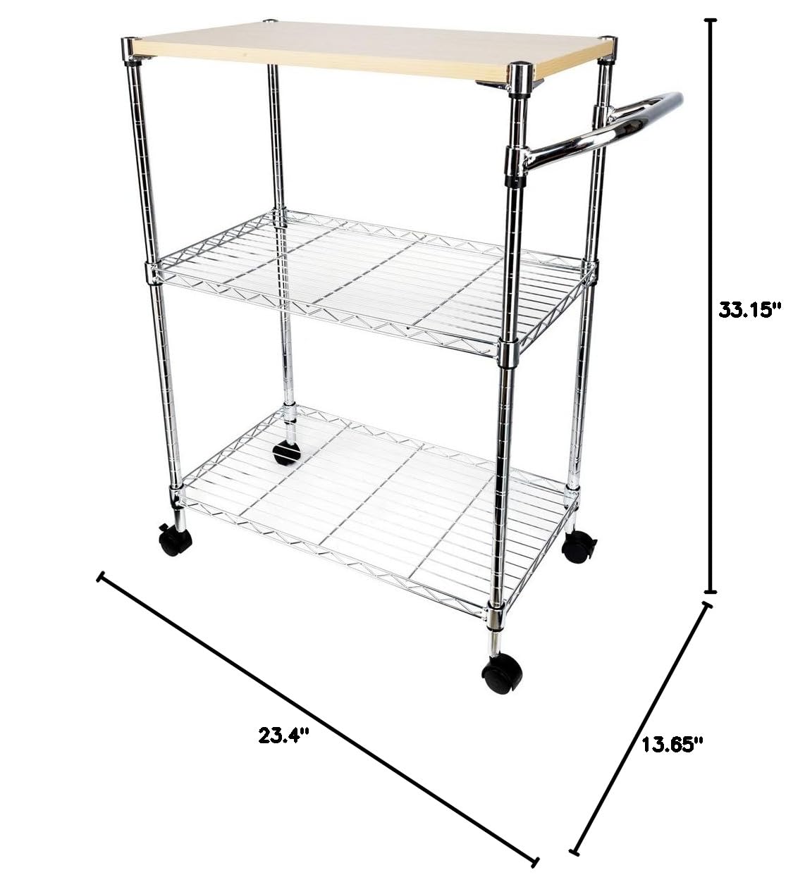 3-Tier Rolling Kitchen Cart with Wheels - Multifunctional Bar Serving Cart, Storage Shelf & Utility Cart for Home, Office, or Party Use