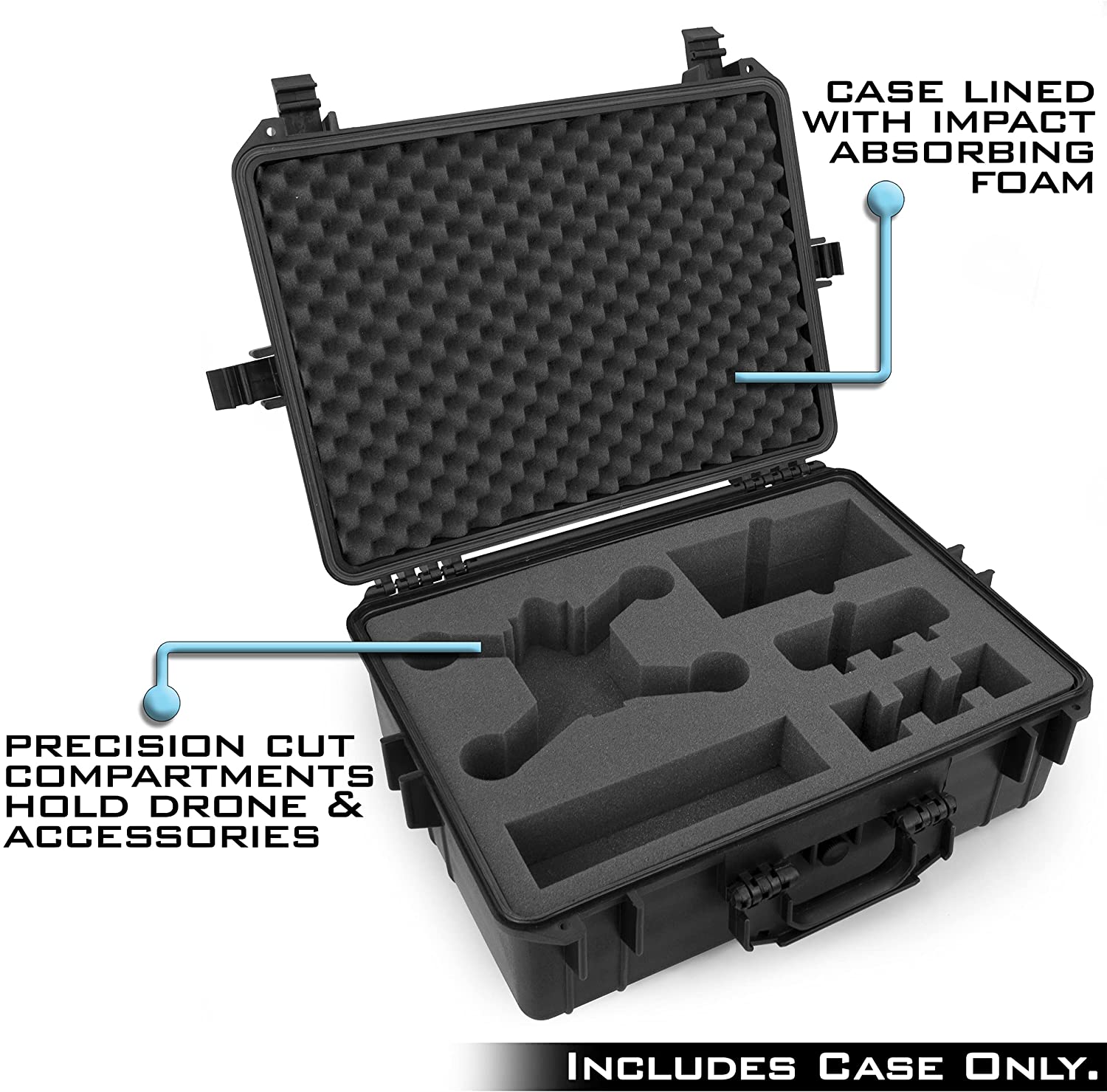 CASEMATIX Hard Carrying Case for DJI FPV Combo Drone & Accessories - Waterproof Protective Storage Case with Custom Foam Insert | Perfect for Travel, Outdoor Adventures & Drone Protection