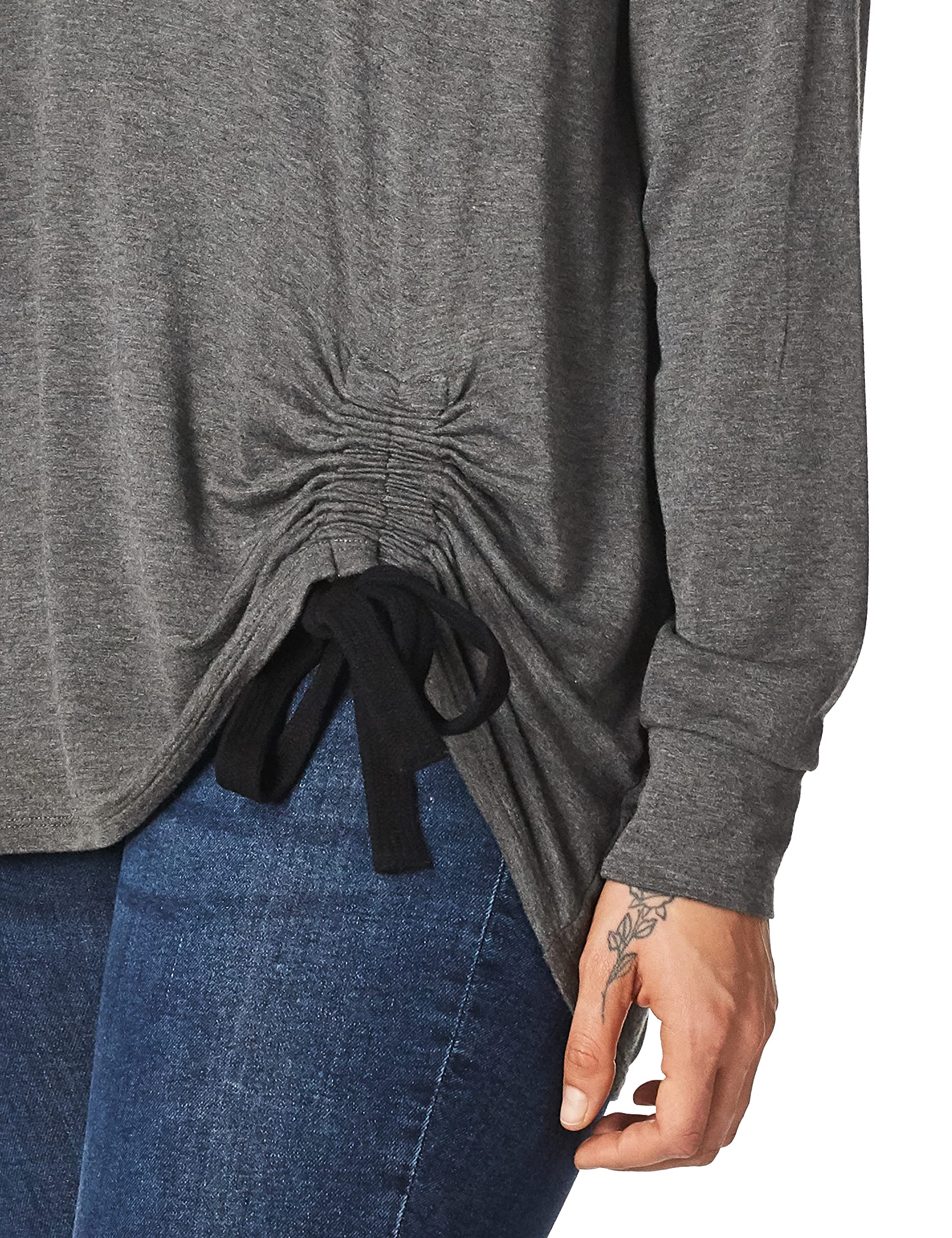 Kensie Women's Drapey French Terry Sweatshirt - Soft Casual Pullover for Lounge, Work & Travel | Comfortable Loose Fit Long Sleeve Top