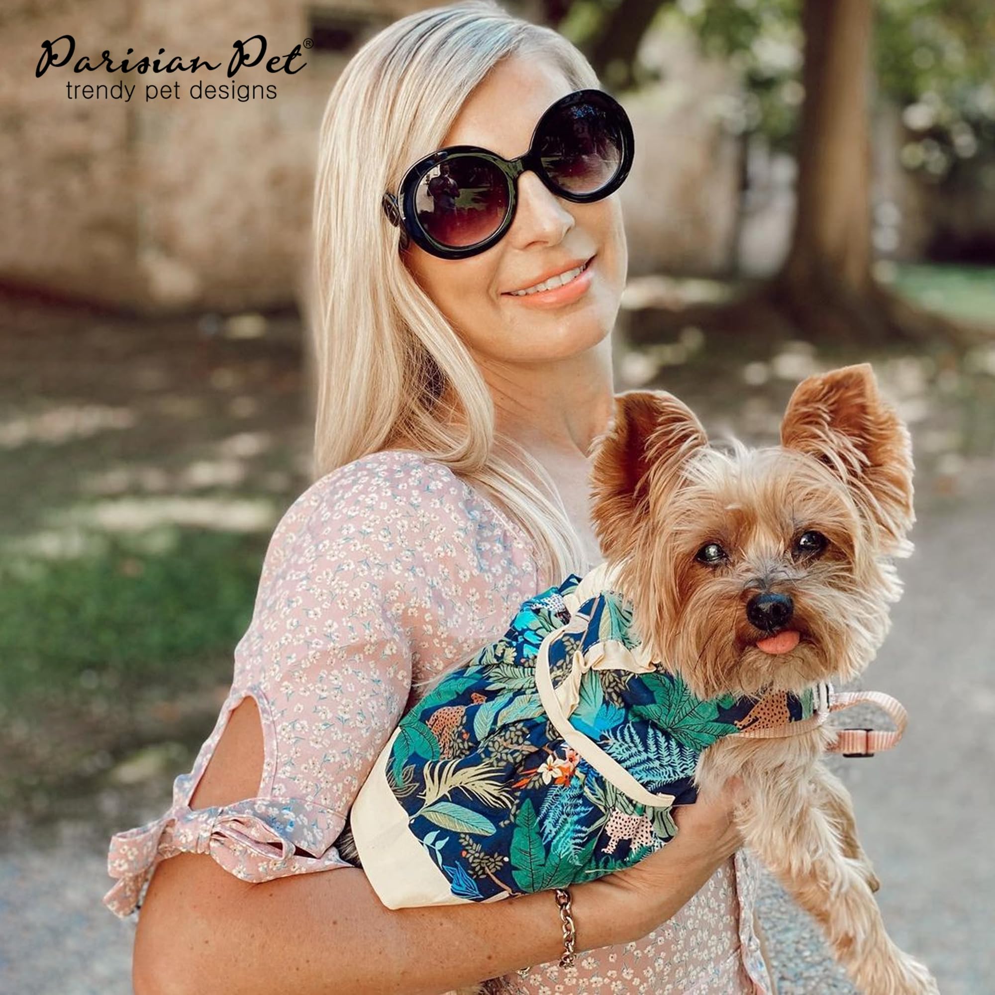 Magic Strap Closure Parisian Pet Amazonia Leafy Summer Dog Dress for Large Female Dogs - Perfect for Outdoor Adventures, Beach Trips & Summer Parties