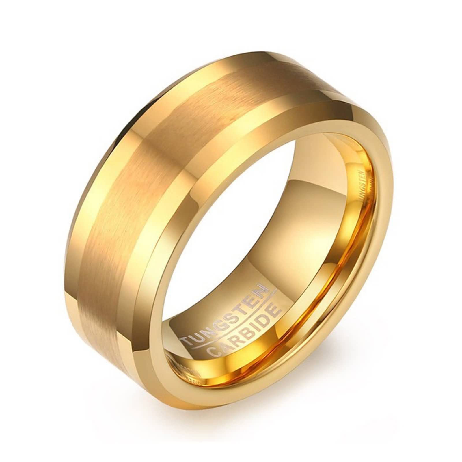 Musihy Statement Tungsten Ring for Men - 8MM Wide Gold Band, Best Friend Gift in Various Sizes - Perfect for Anniversaries, Weddings & Everyday Wear
