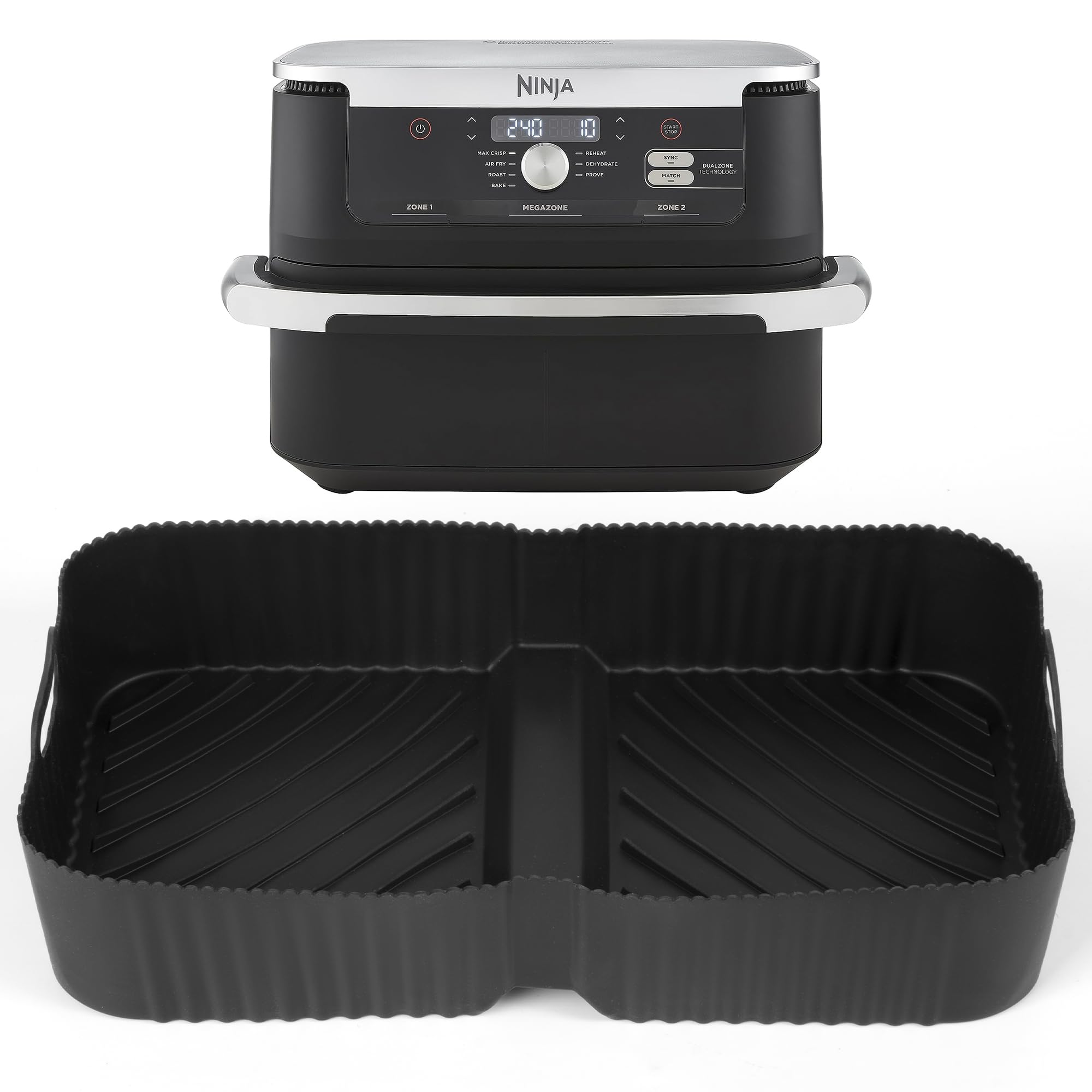 Ninja Flex Drawer Air Fryer Silicone Liners for AF500UK - Large 10.4L Non-Stick Cooking Accessories (Black) | Perfect for Baking, Roasting & Air Frying Healthy Meals