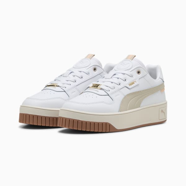 PUMA Women's Carina Lux Sneakers - Dust/Gold - Comfortable Running Shoes for Women | Perfect for Gym, Workout & Casual Wear
