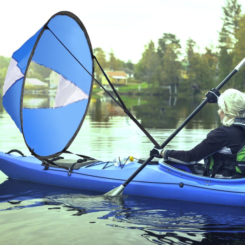 42 Inch Foldable Kayak Sail - Pop Up Wind Sail Kit for Kayaks, Canoes & Inflatable Boats | Lightweight PVC Downwind Sail | Perfect for Kayaking, Canoeing & Stand Up Paddle Boarding Adventures