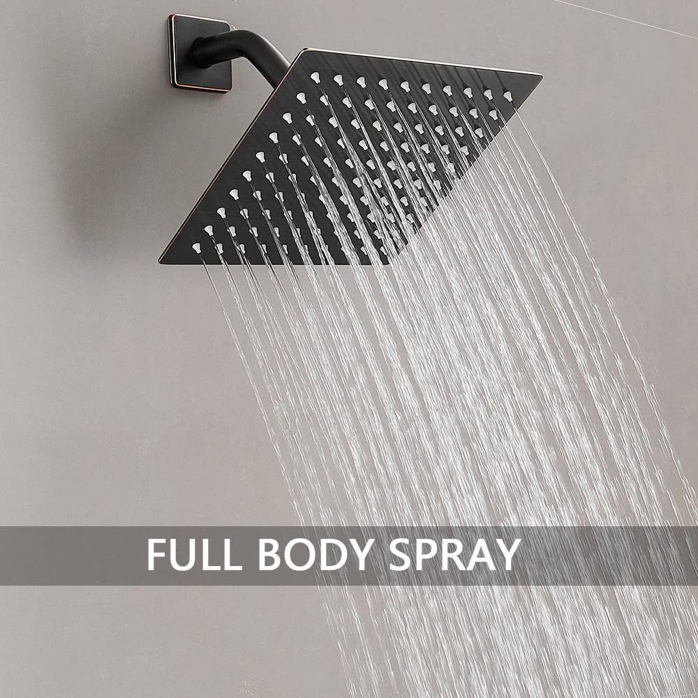 Oil Rubbed Bronze Shower Faucet Set - Stainless Steel Rainfall Shower System with Single Function Trim Kit & Rough-in Valve for Modern Bathroom | Perfect for Spa-Like Shower Experience & Luxury Home Renovation