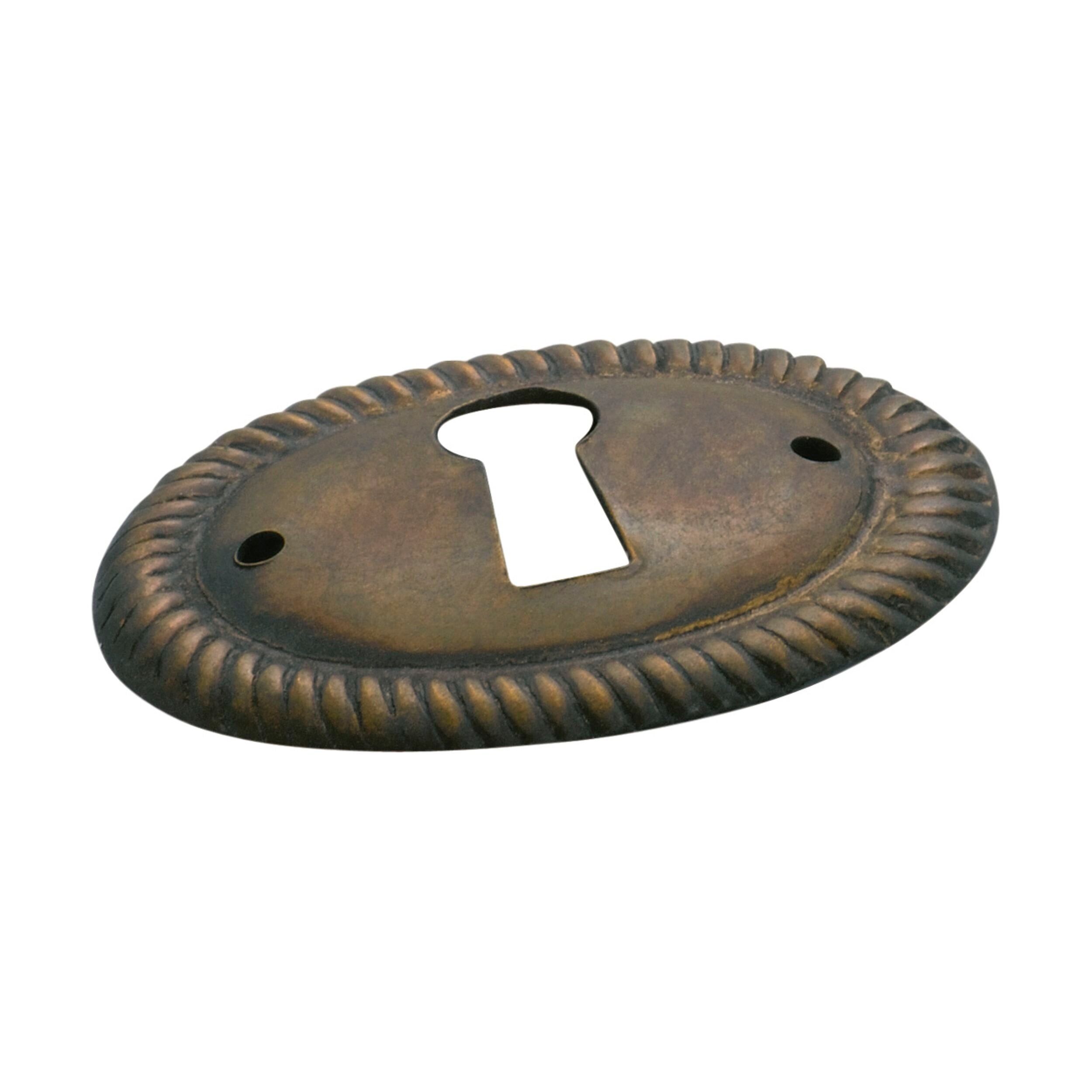 Antique Brass Oval Rope Cupboard Escutcheon - 30mm x 40mm (H x W) - Vintage Cabinet Hardware for Doors & Drawers - Perfect for Home Restoration & DIY Furniture Projects