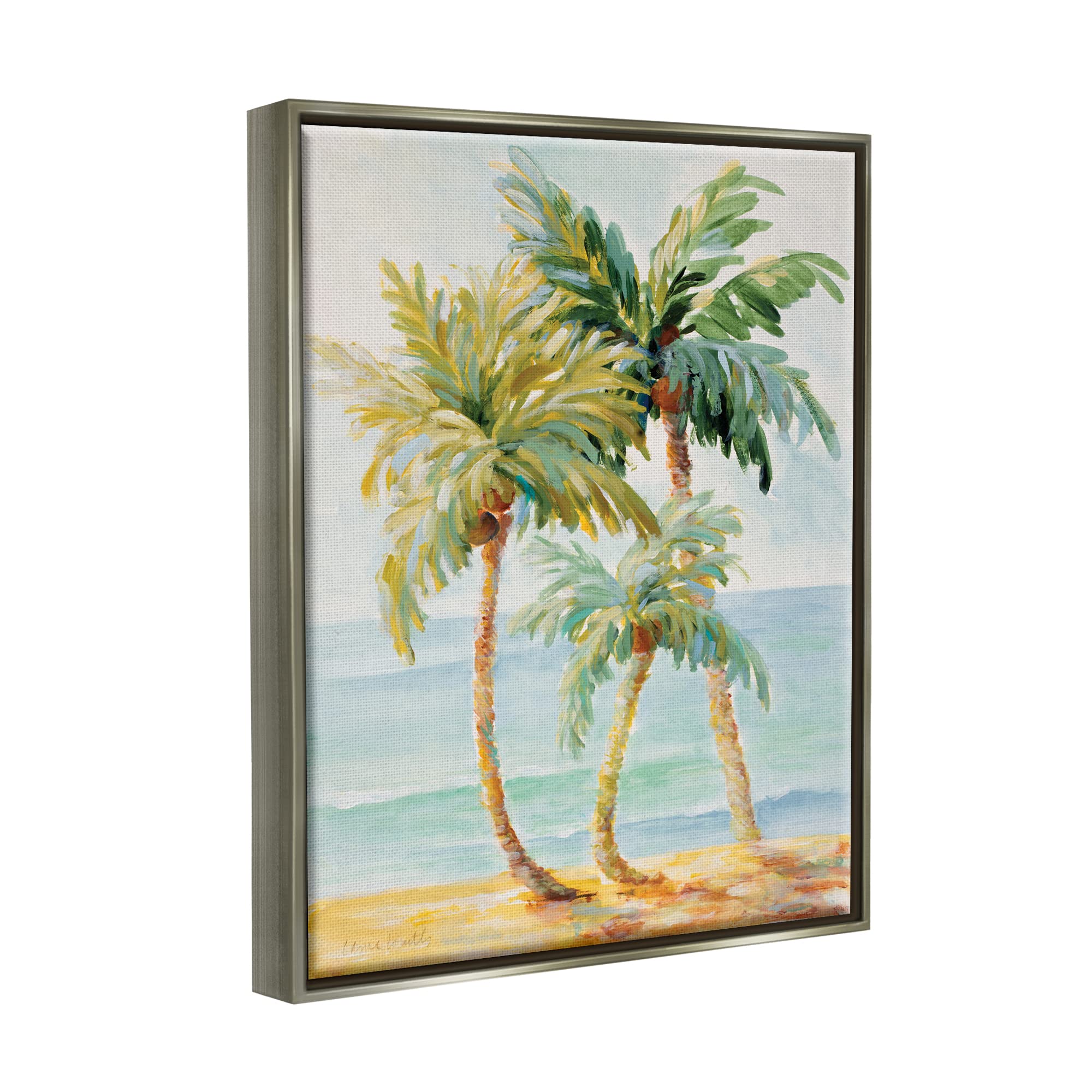 Stupell Industries Tropical Palm Trees on Coastal Beach Sand Wall Art - Designed by Lanie Loreth - Perfect for Beach House Decor, Living Room, Bedroom & Bathroom
