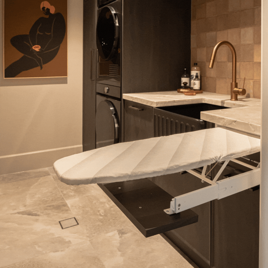 Ironfix Wall Mounted Ironing Board - Space Saving Foldable Iron Board for Small Spaces, Laundry Room, Closet & RV - Easy Installation & Storage