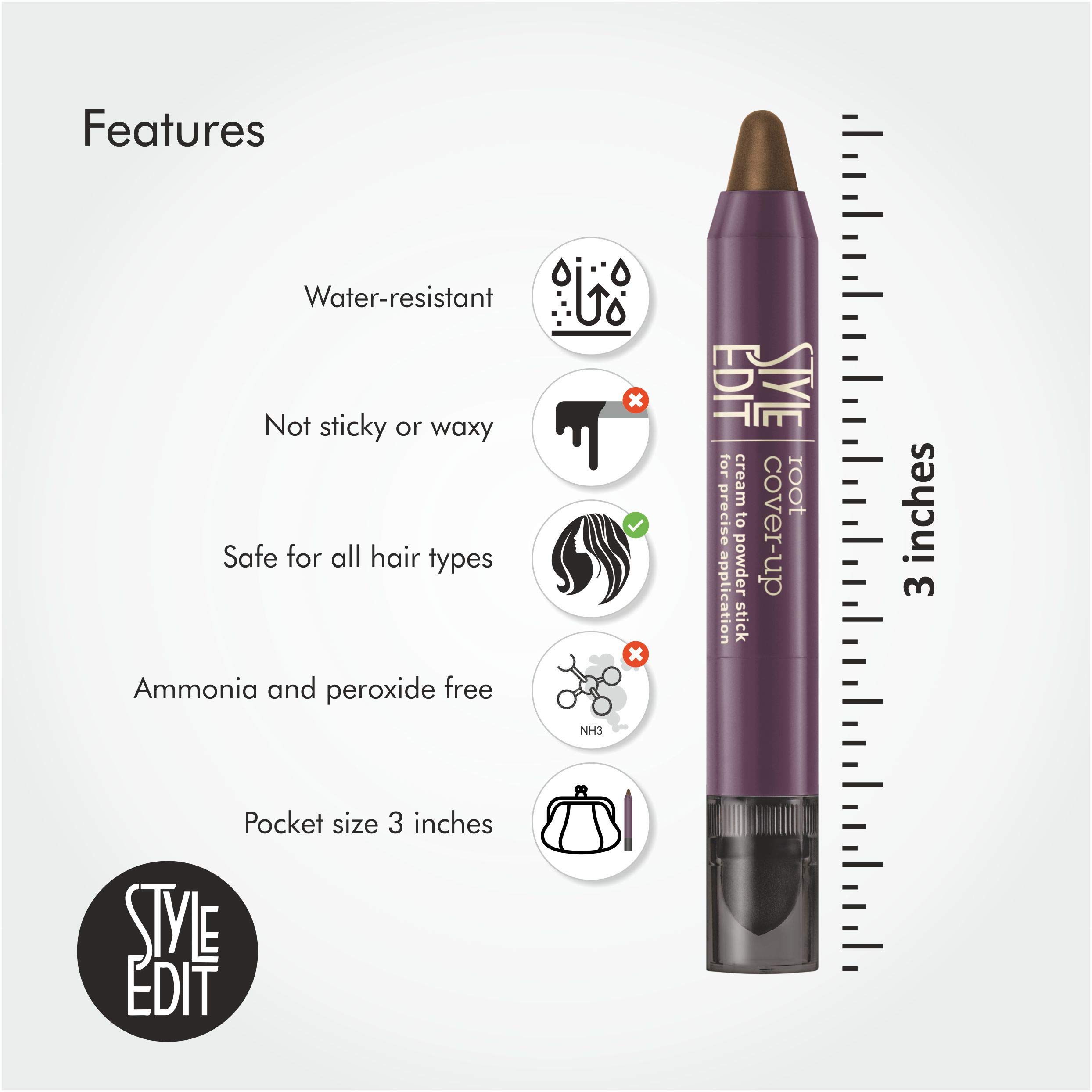 Style Edit Root Touch Up Powder, Concealer Spray & Cover Up Stick for Gray Hair & Roots – Dark Brown | Quick Fix for Roots Between Salon Visits, Travel & Everyday Use