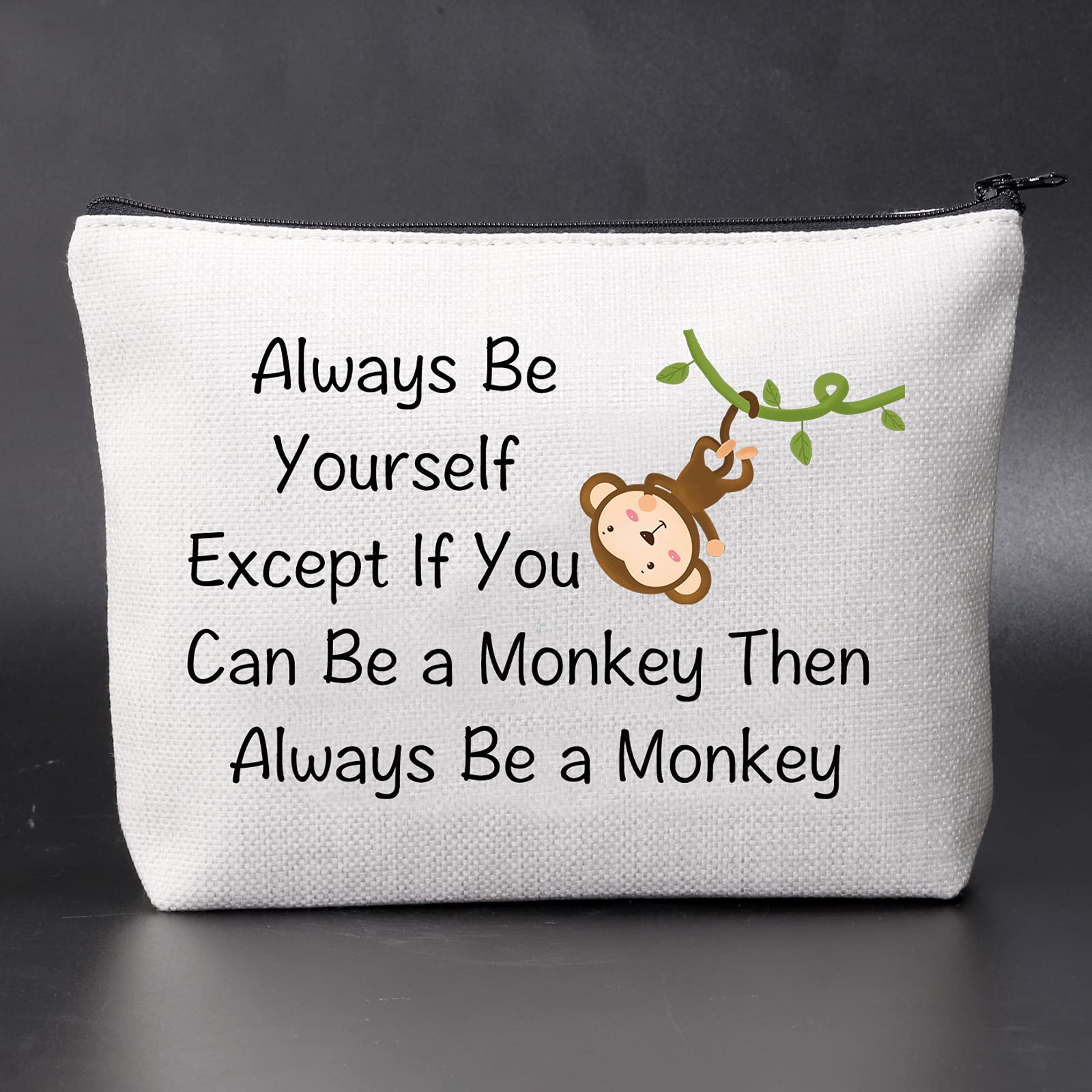 JNIAP Monkey Lover Gift - Be Yourself Except If Be A Monkey Makeup Bag, Travel Toiletry Cosmetic Zipper Pouch for Women - Perfect for Travel, Gym & Daily Essentials Organization (Monkey Print)