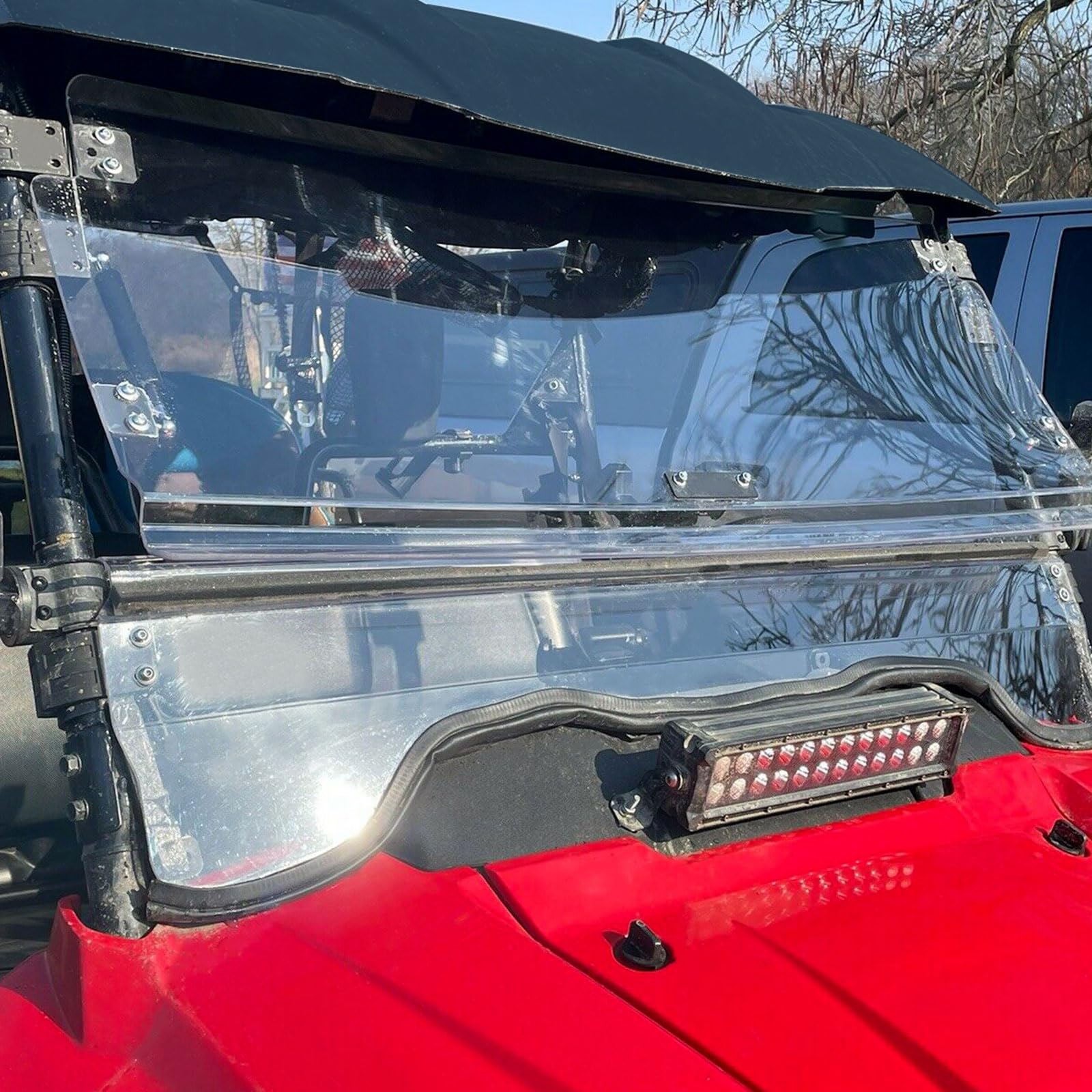 KUAFU Flip Clear Windshield for 2014-2025 Honda Pioneer 700 & 700-4 | Scratch-Resistant Polycarbonate Windshield | Perfect for Off-Roading, Hunting & Trail Riding
